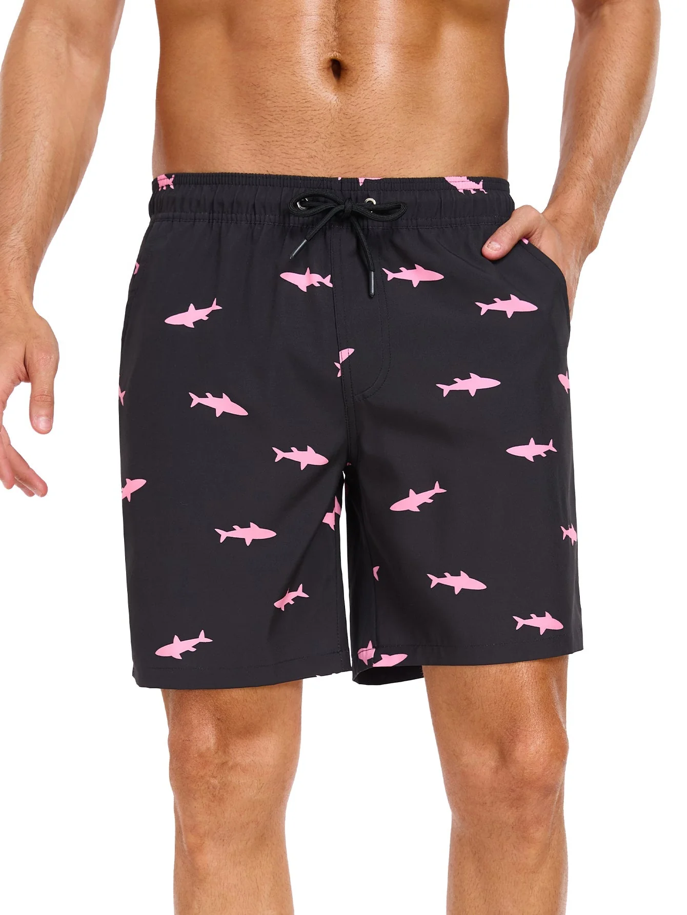 Acisclo® | 2 In 1 Pink Shark Print Swim Shorts - Image 4