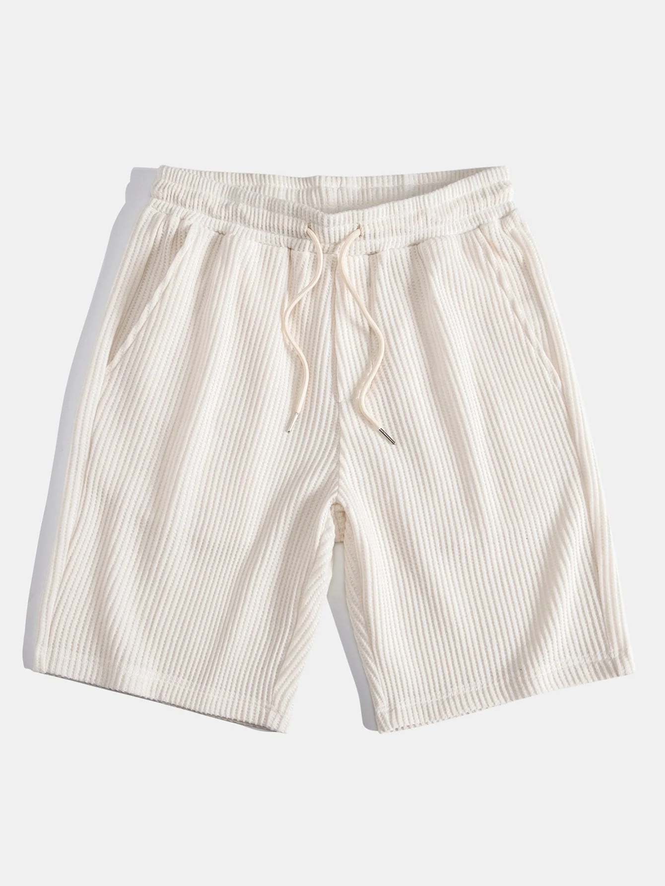 Adalton® | Knitted Waffle Arc Hem Hooded T-Shirt & Drawstring Waffle Shorts - Image 16