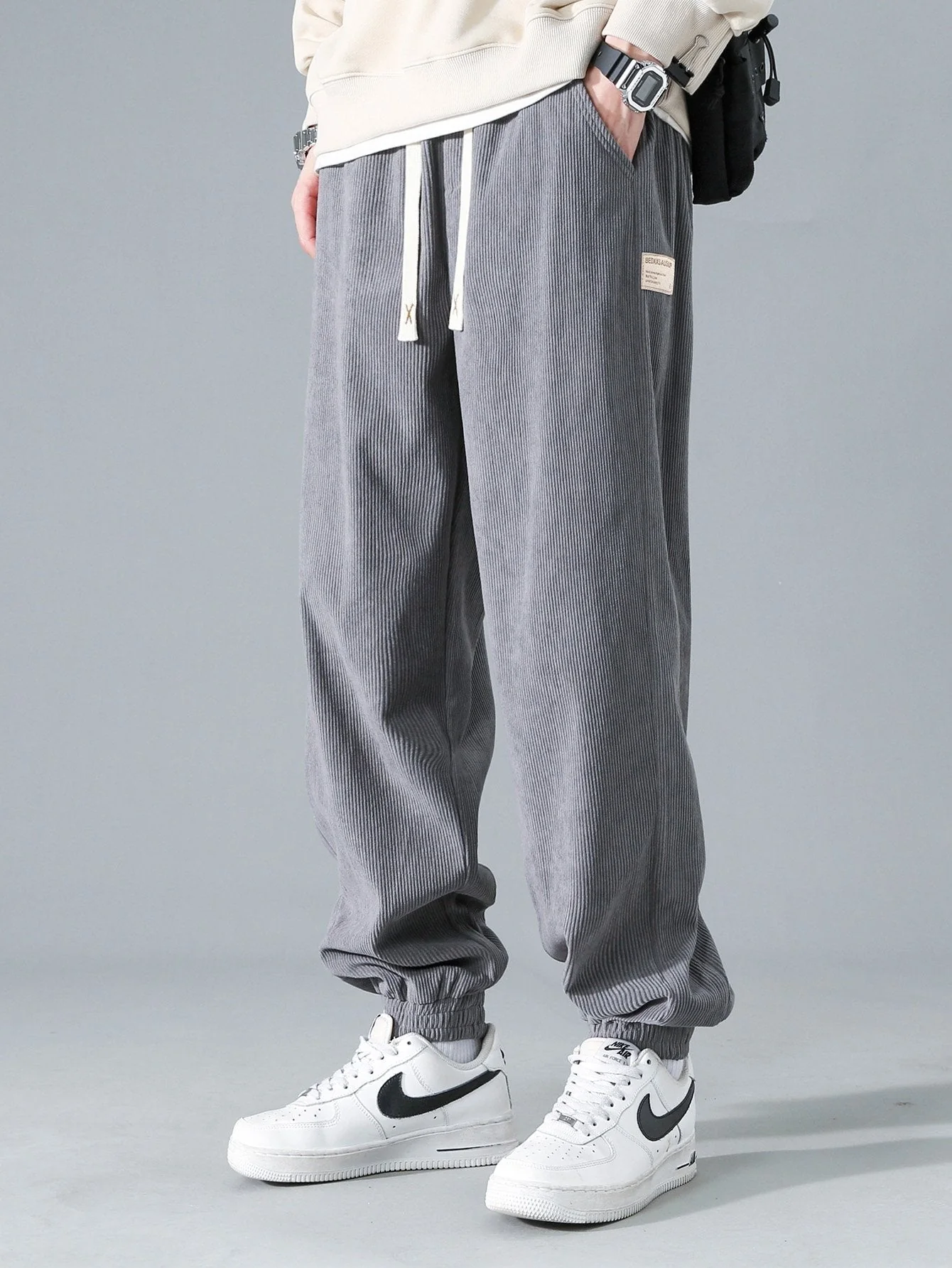 Adán® | Drawstring Corduroy Jogging Pants - Image 4