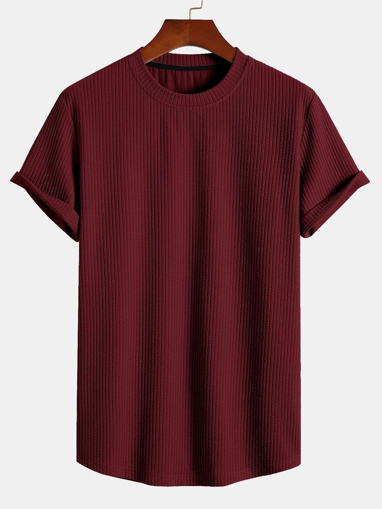 Adán® | Muscle Fit Ribbed Arc Hem T-Shirt - Image 5