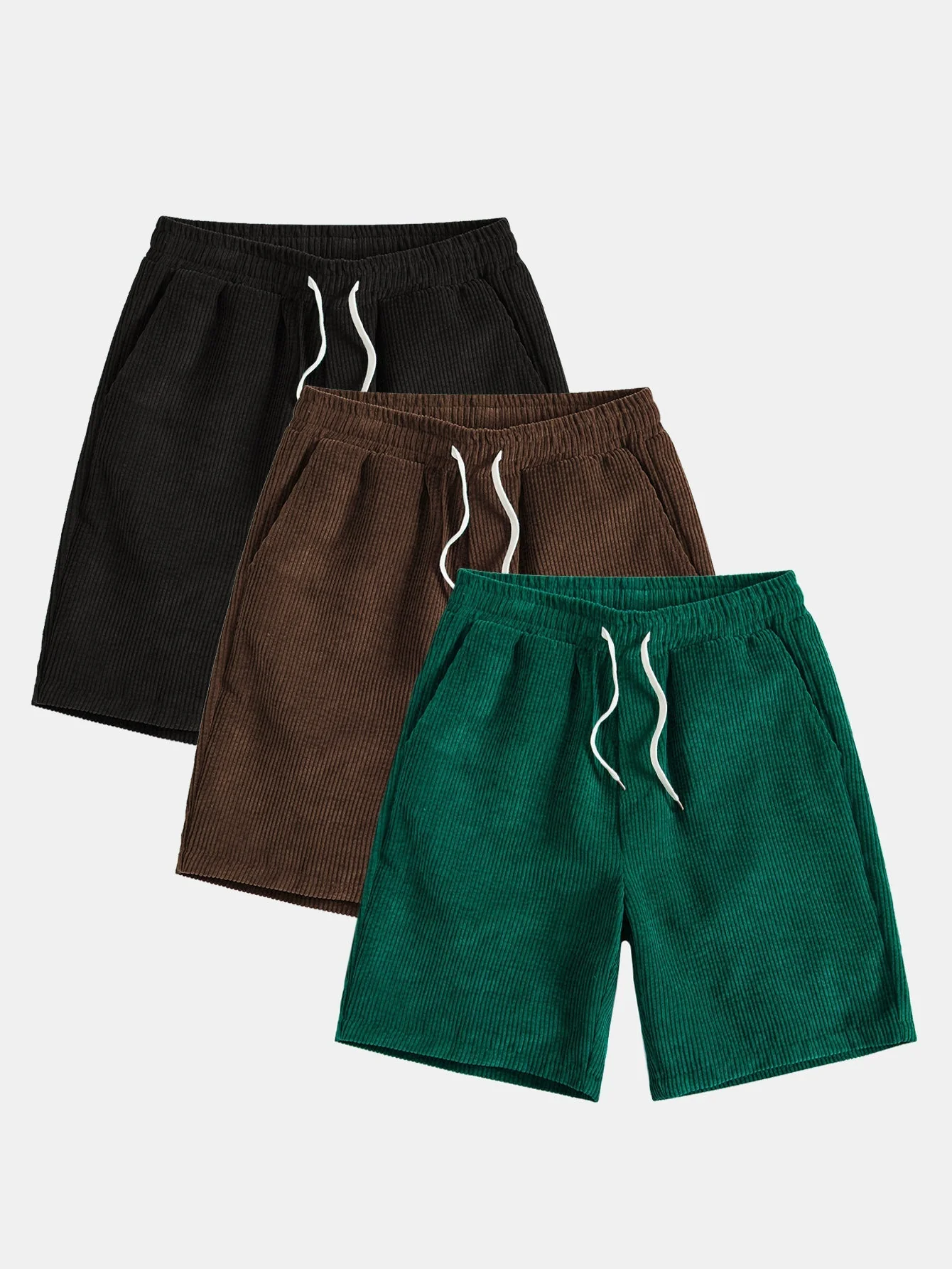 Adelmo® | 3 Pieces Drawstring Corduroy Shorts - Image 2