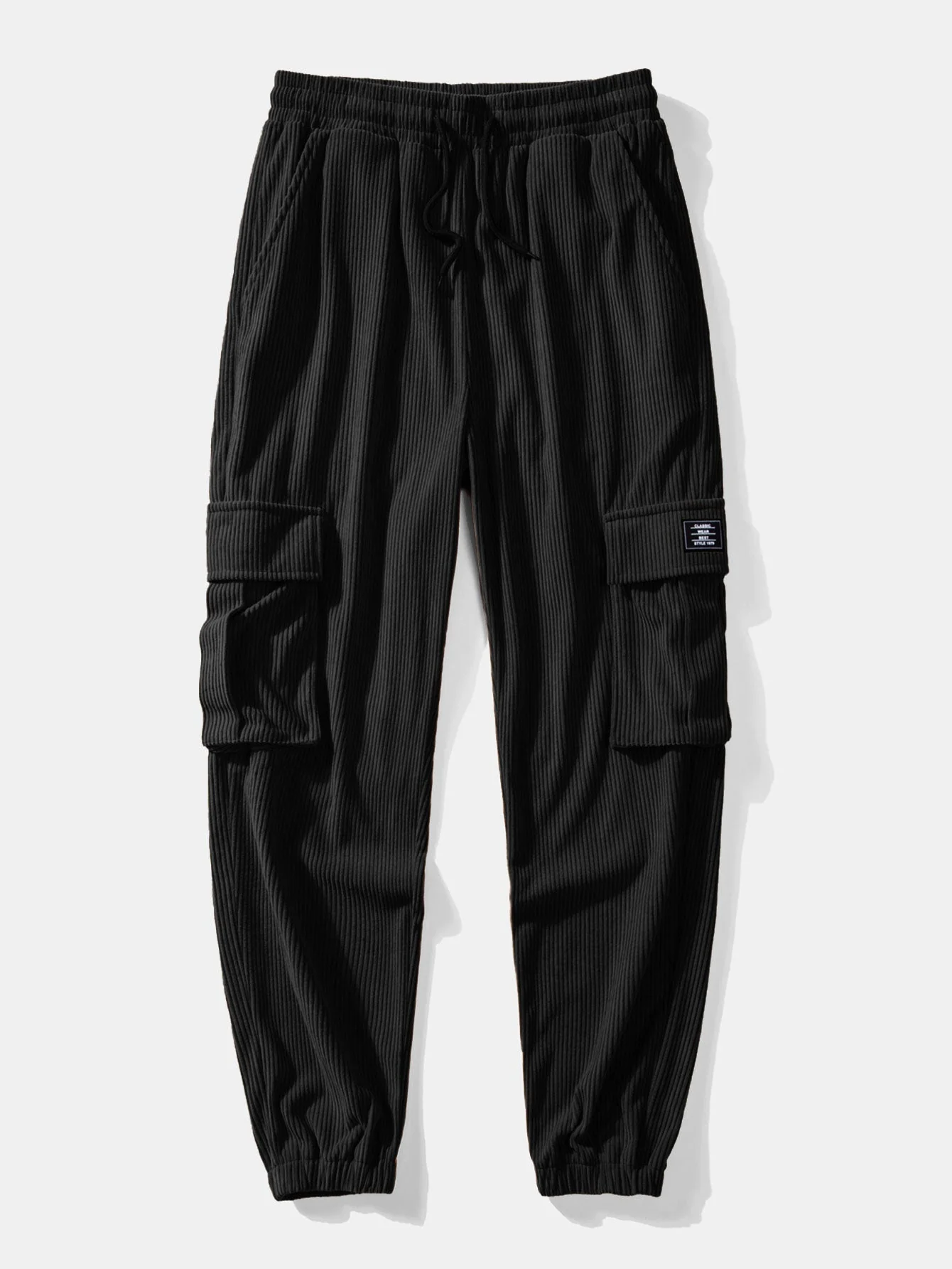 Afif® | Waffle Hooded Arc Hem T-Shirt & Drawstring Corduroy Cargo Jogger Pants - Image 12