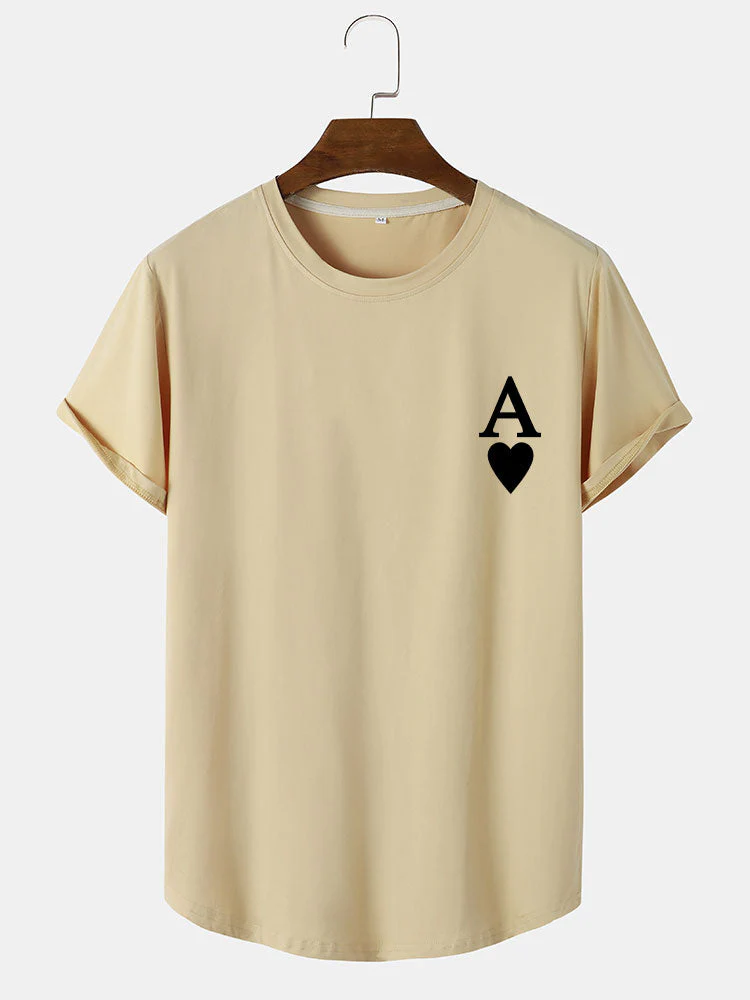 Agrippa® | Ace of Spades Print Arc Hem T-Shirt