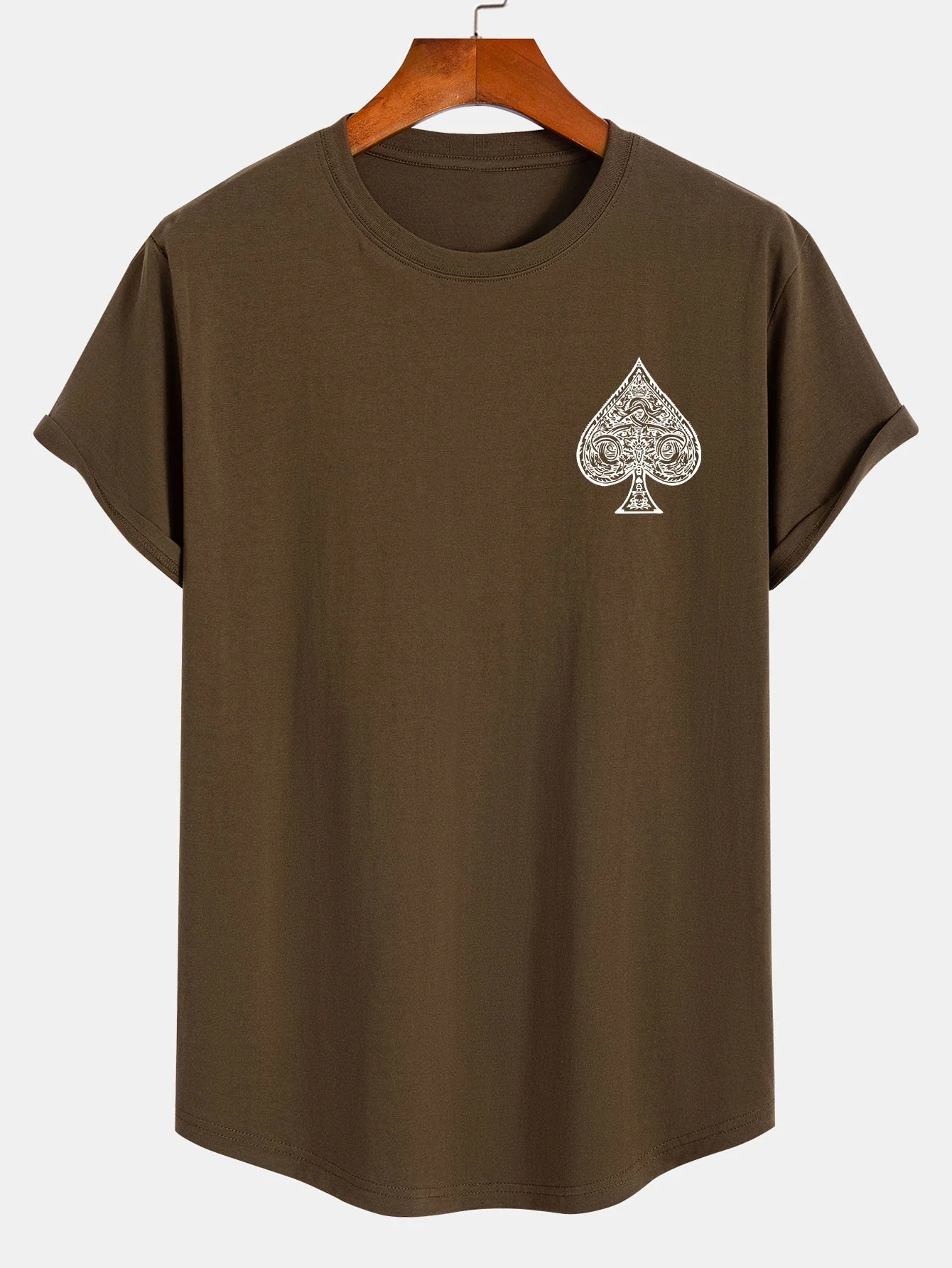 Agustin® | Ace Of Spades Print Cotton Arc Hem T-Shirt - Image 6
