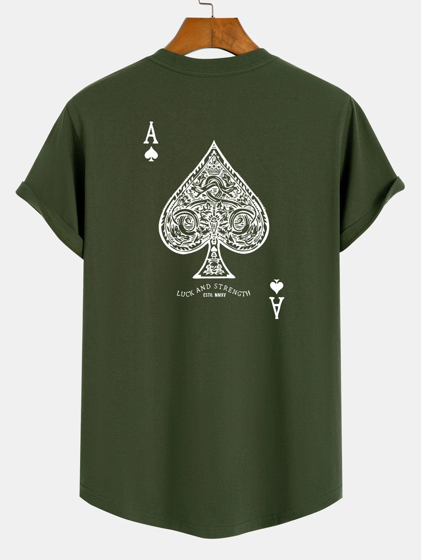 Agustin® | Ace Of Spades Print Cotton Arc Hem T-Shirt - Image 8