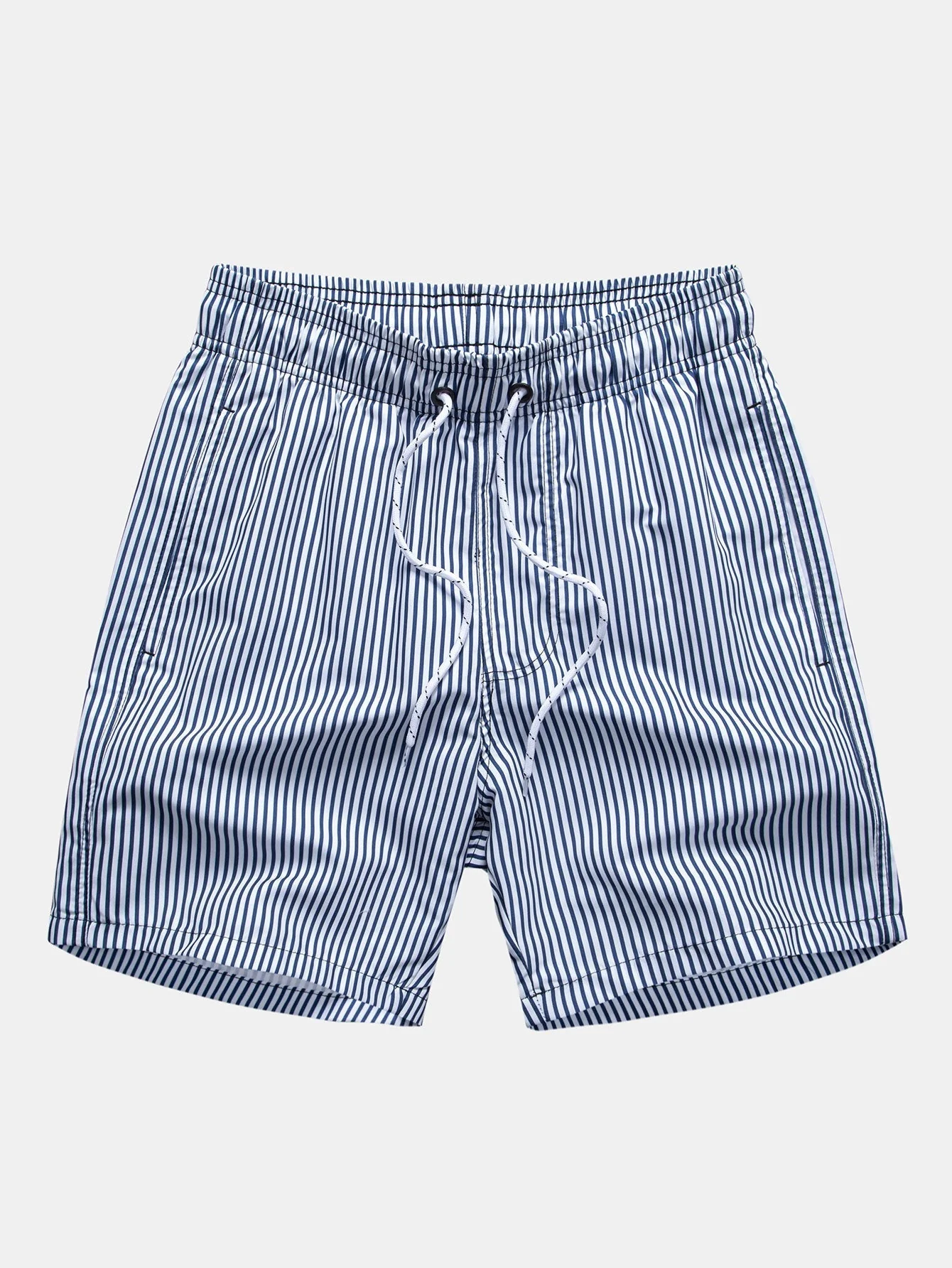 Ahiram® | Textured Stand Collar Shirt & Stripe Print Swim Shorts - Image 4