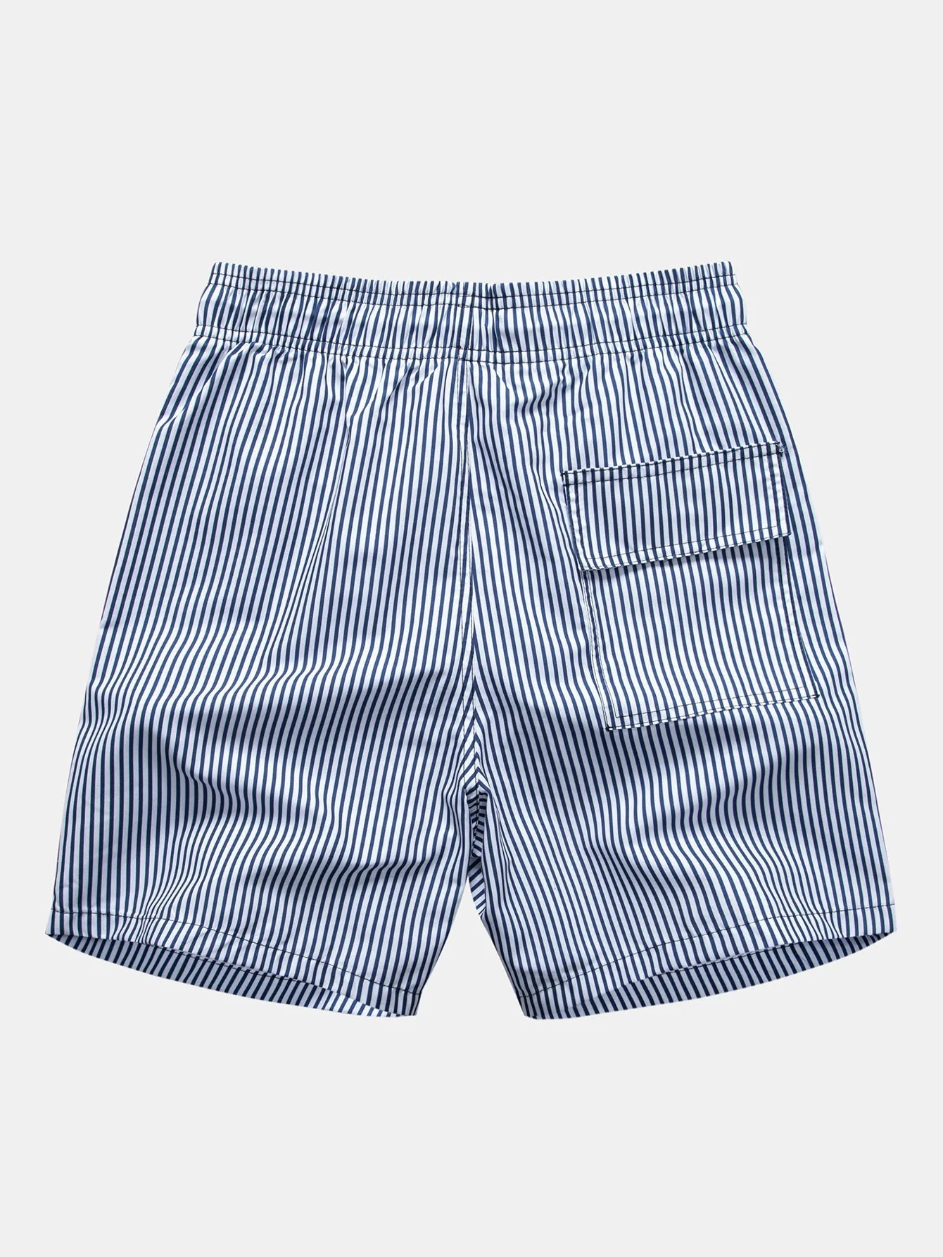Ahiram® | Textured Stand Collar Shirt & Stripe Print Swim Shorts - Image 5