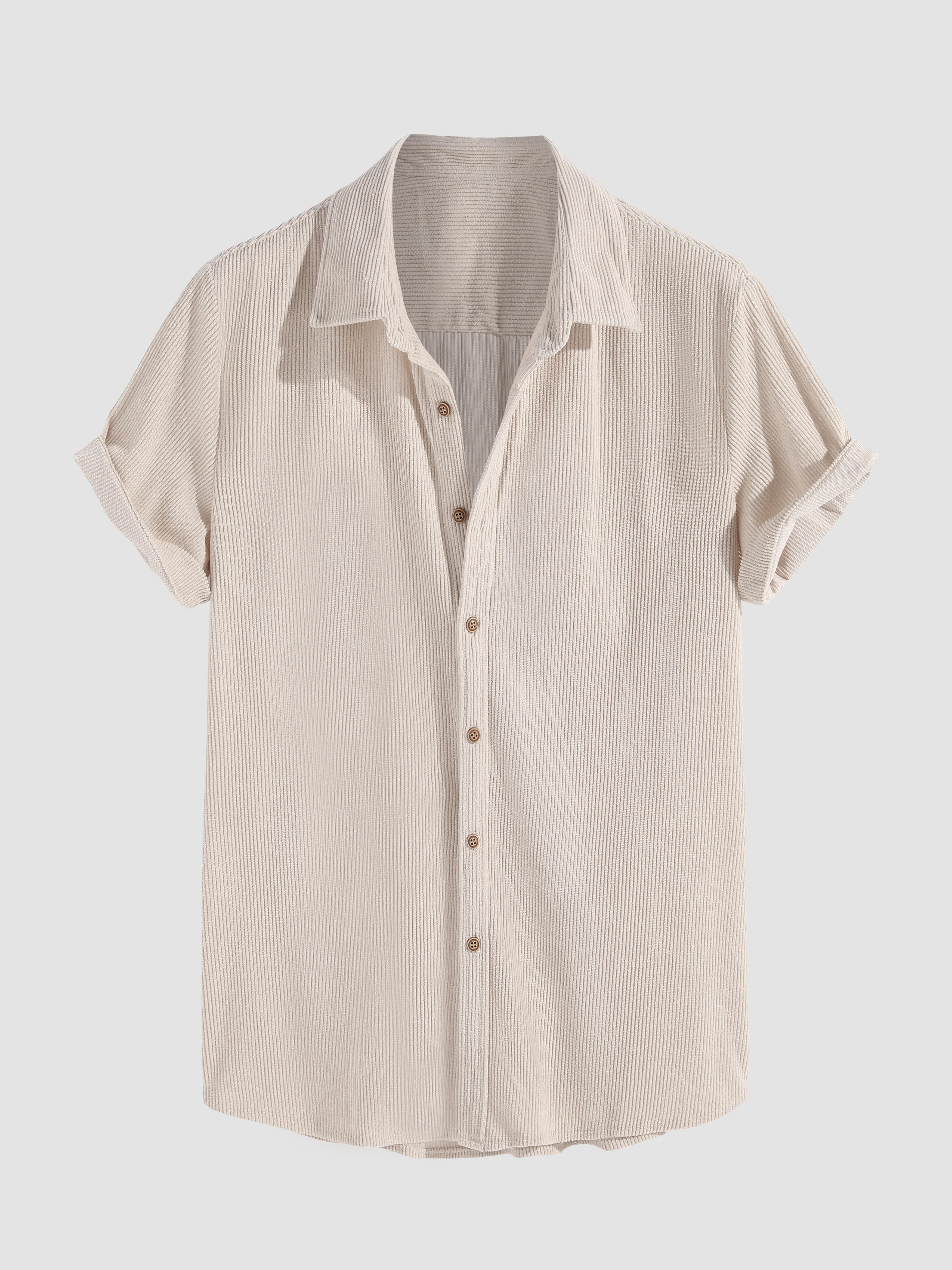 Aimeric® | Corduroy Button Up Short Sleeved Shirt