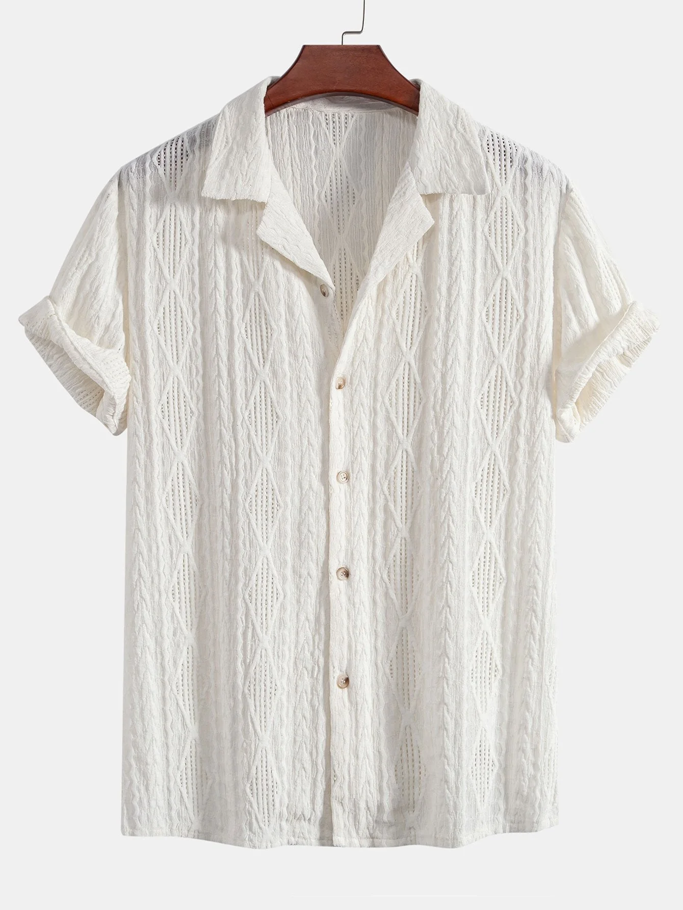 Akeem® | Geometric Jacquard Cuban Shirt - Image 2