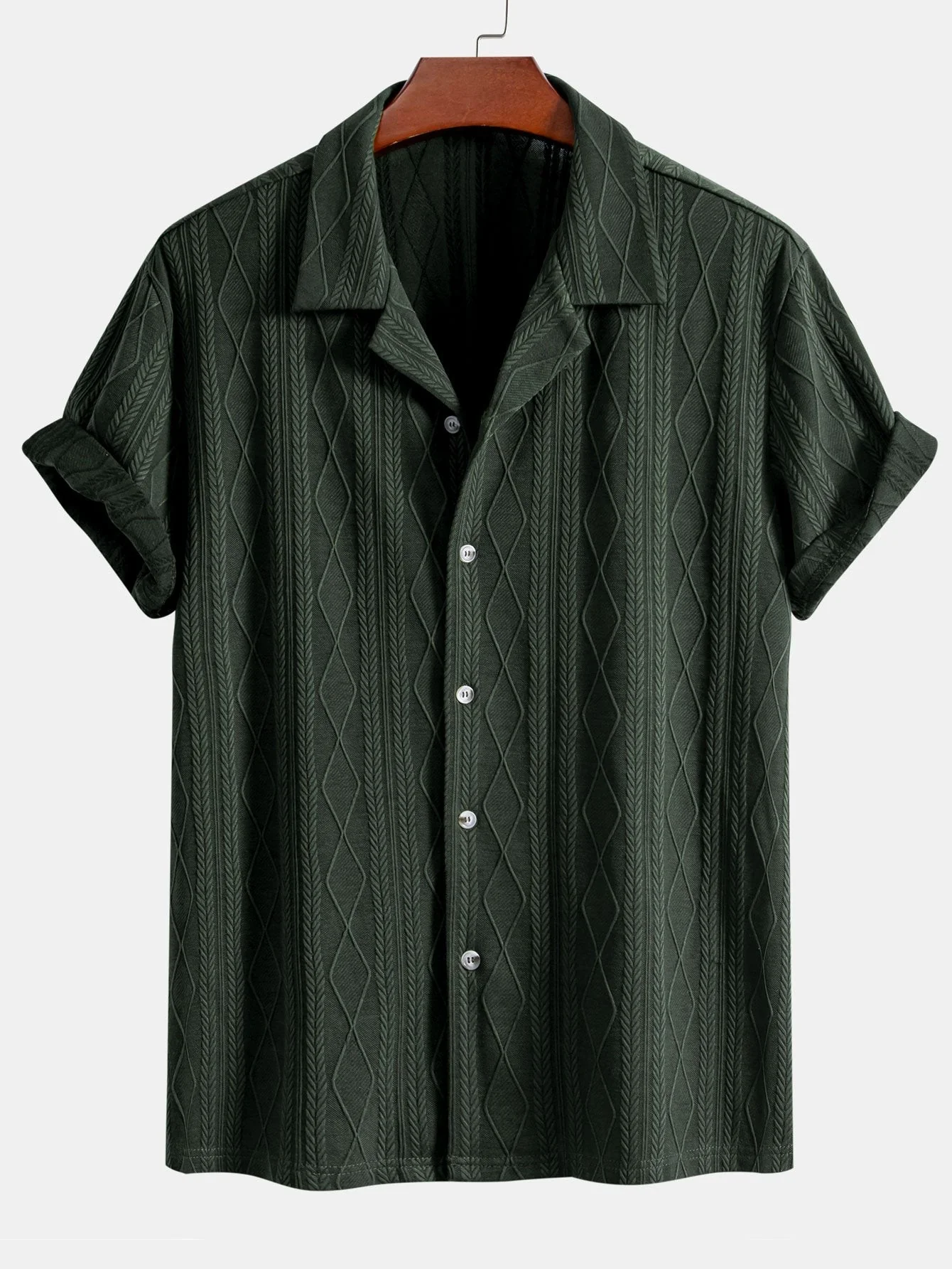 Alberto® | Knitted Geometric Rhombus Jacquard Cuban Shirt
