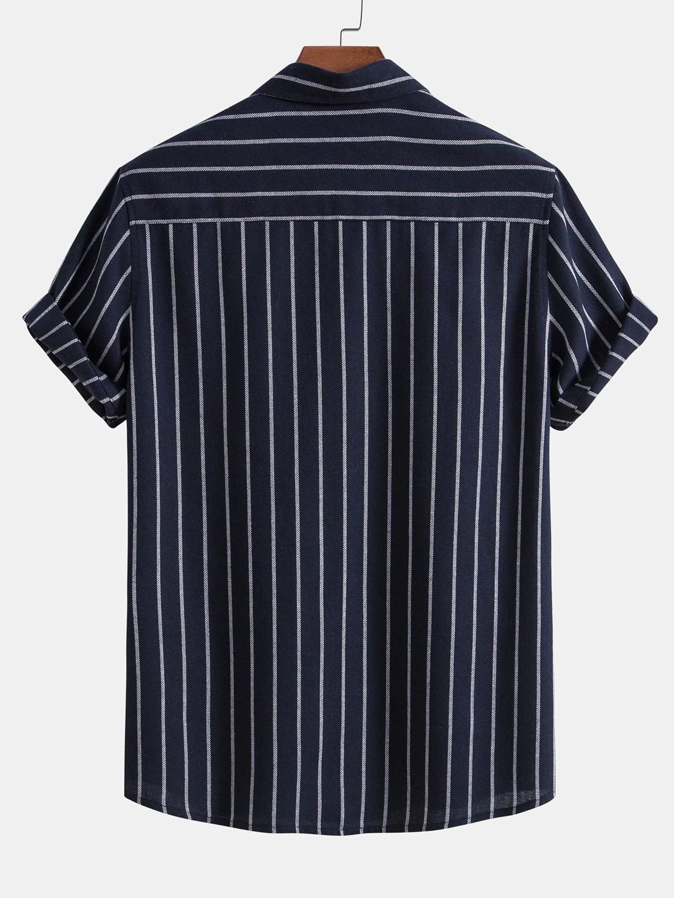 Alcibiades® | Cotton Blend Striped Button Up Shirt - Image 5