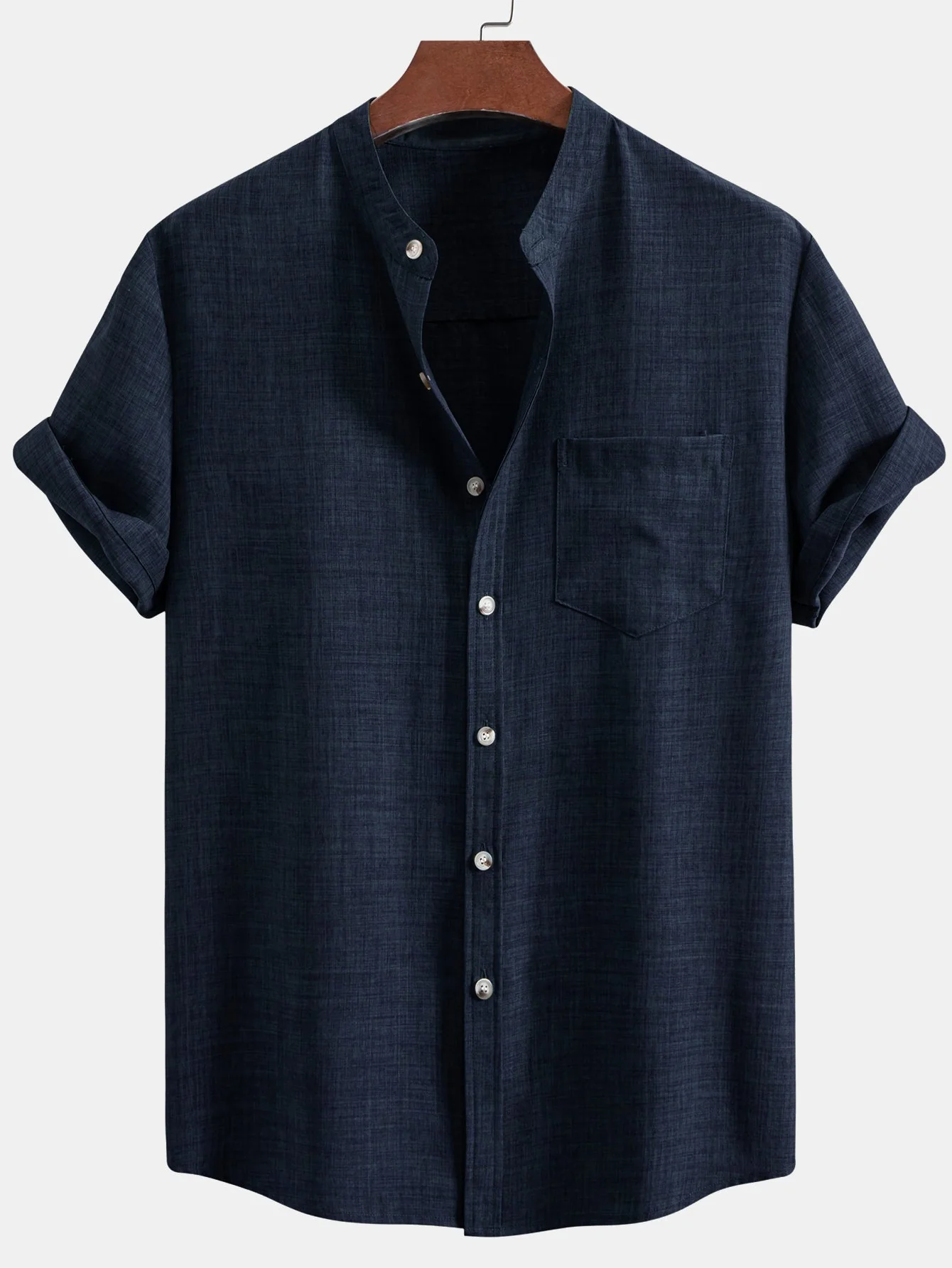 Alcino® | Short Sleeve Stand Collar Shirt - Image 3