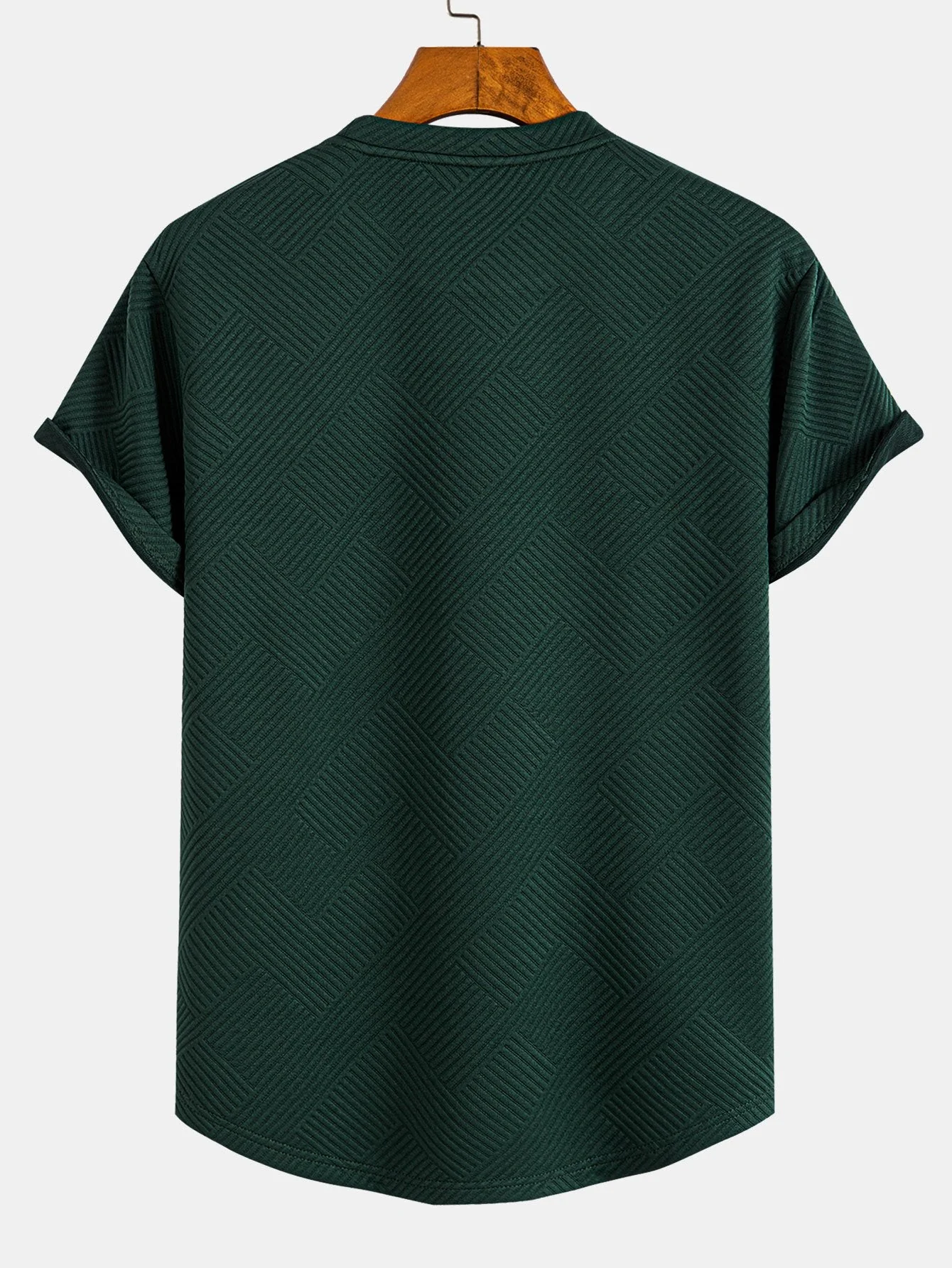 Alejo® | Short Sleeve Stripe Jacquard Arc Hem T-Shirt - Image 2