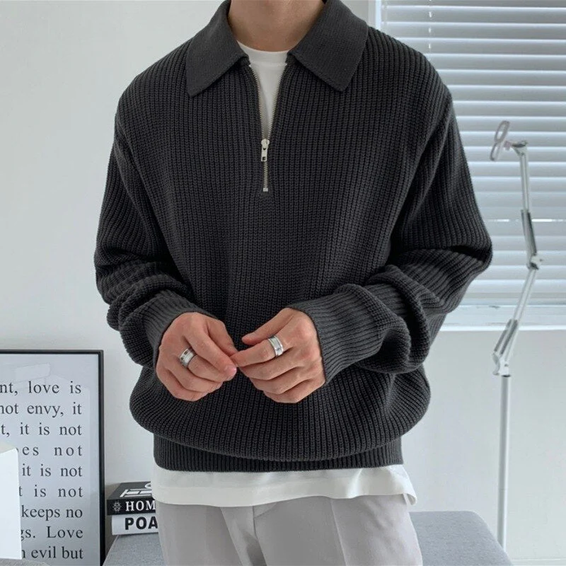 Alfie® | Premium luxury men's sweater with V-neck and zip - Image 3