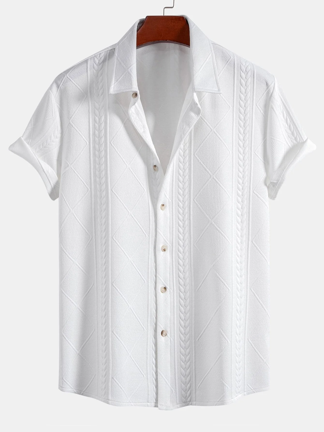 Allart® | Geometric Jacquard Button Up Shirt