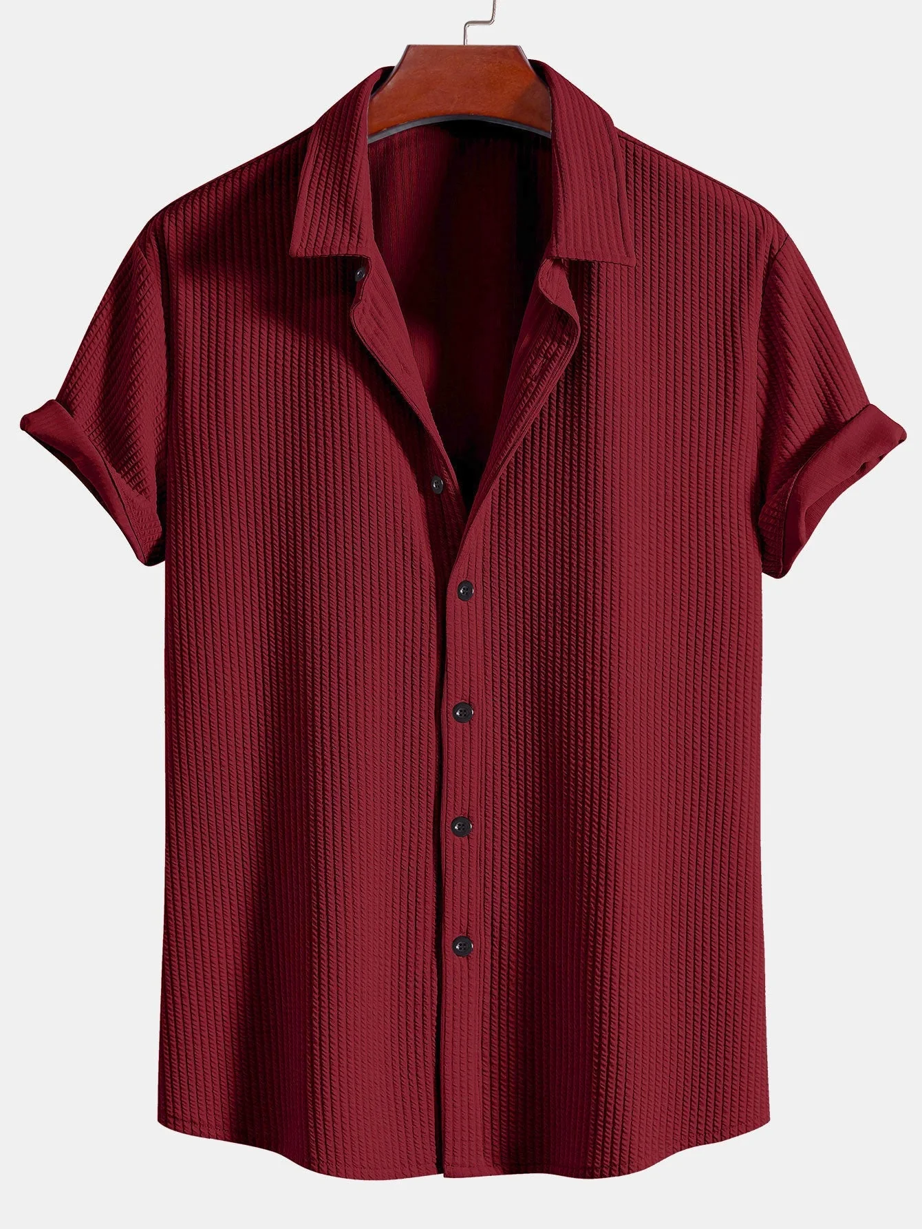 Álvaro® | Muscle Fit Ribbed Button Up Shirt - Image 7