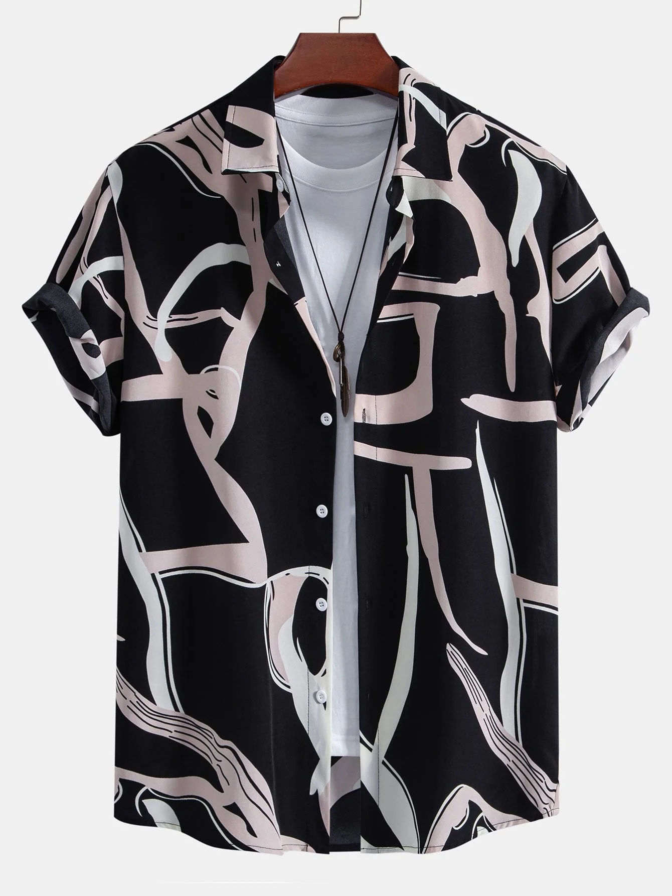 Amadeo® | Abstract Print Button Up Shirt