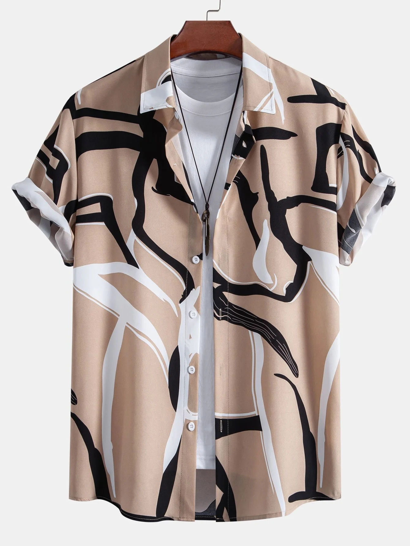 Amadeo® | Abstract Print Button Up Shirt - Image 3