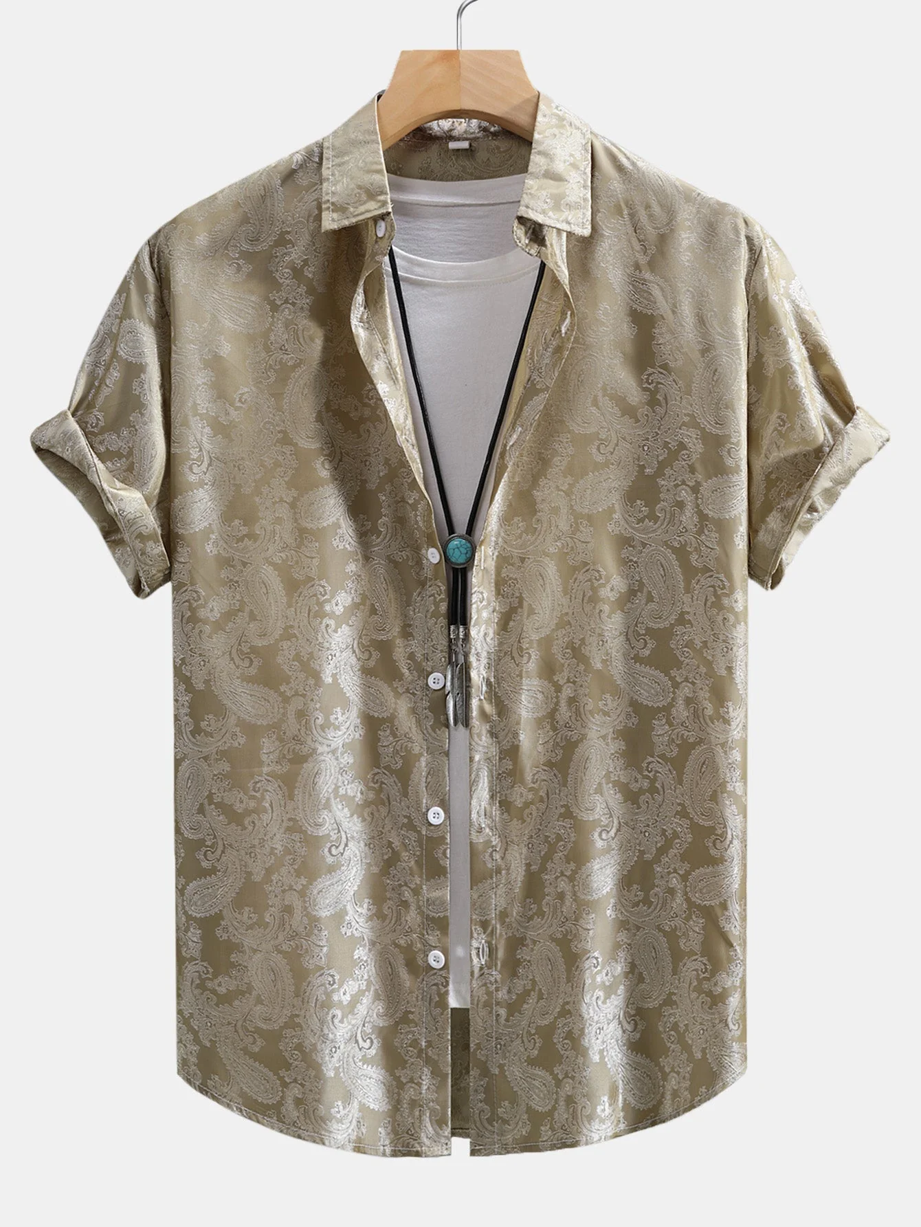 Amalio® | Paisley Print Satin Shirt - Image 4