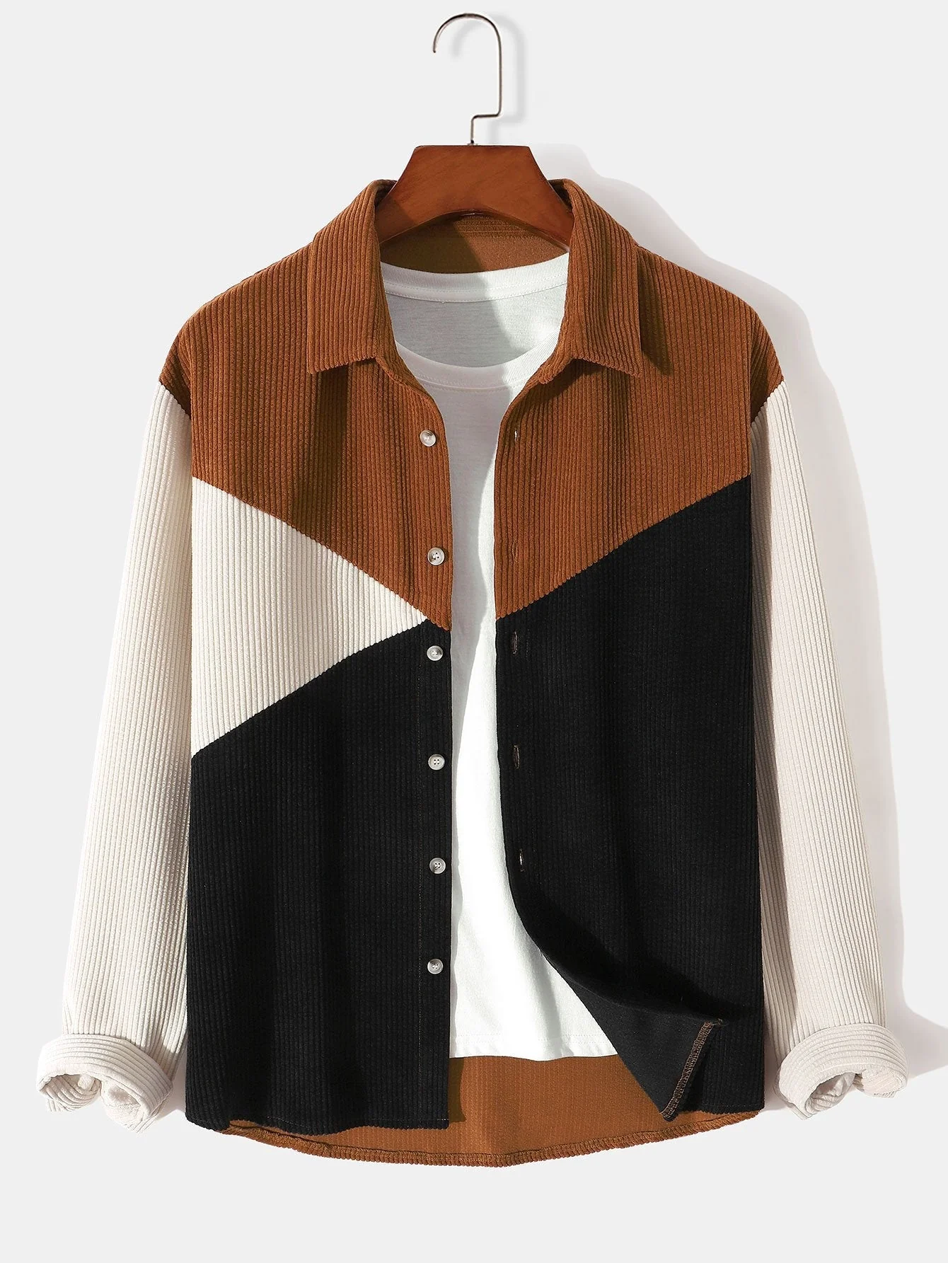 Amatus® | Long Sleeve Color Block Corduroy Shirt