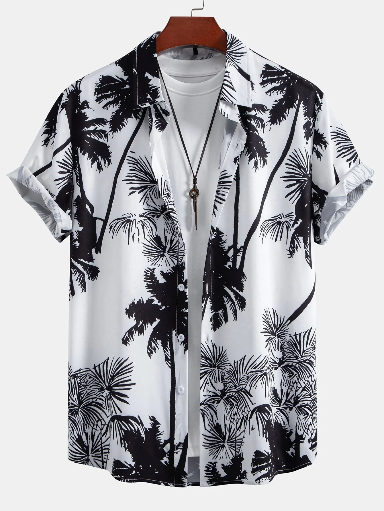 Amiel® | Palm Trees Print Button Up Shirt