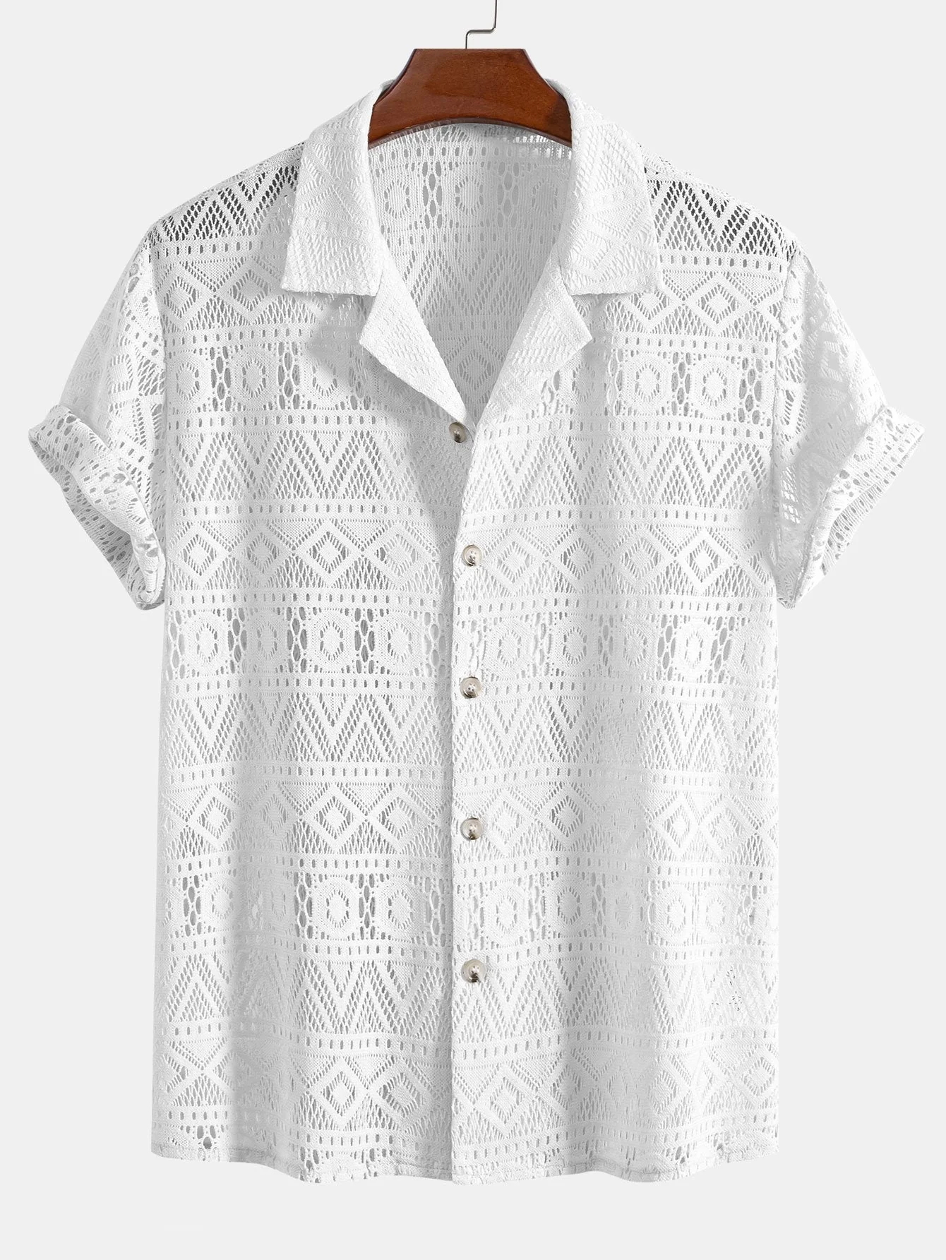 Anastasio® | Short Sleeve Geometry Textured Cuban Shirt - Image 3