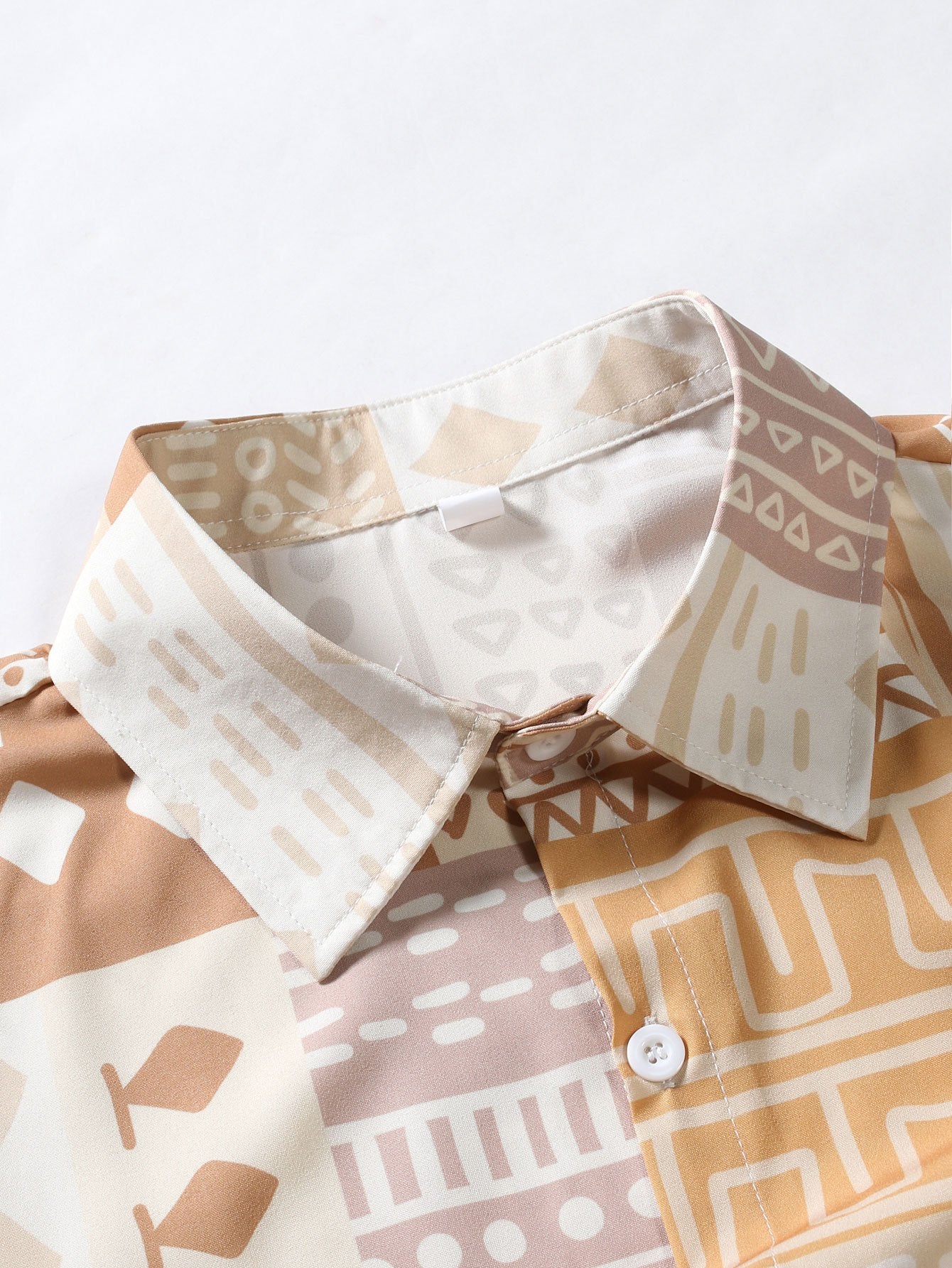 Anibal® | Tribal Geometric Patchwork Print Button Up Shirt - Image 3