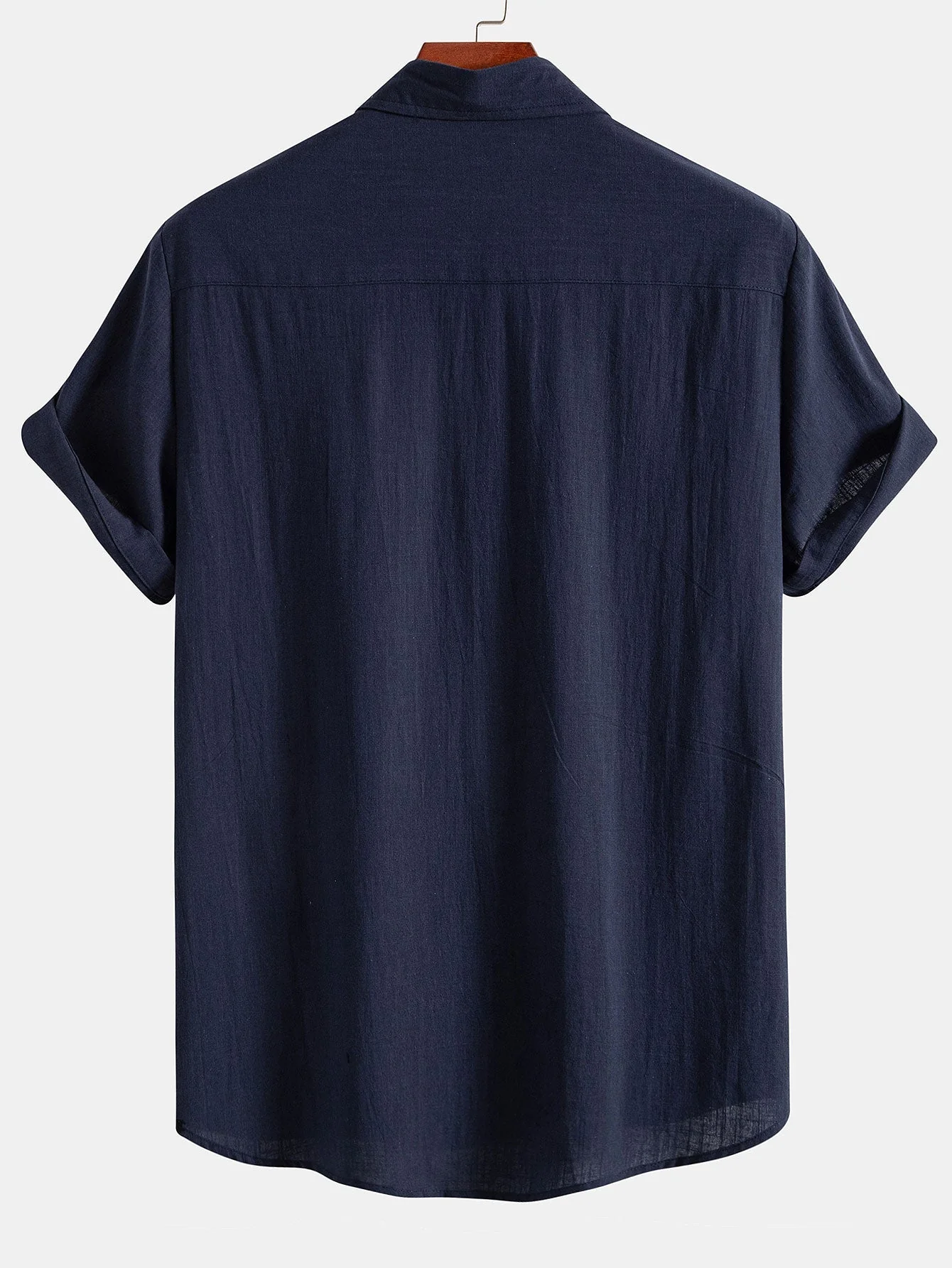 Aniel® | Musical Note Print Linen Look Contrast Button Up Shirt - Image 6