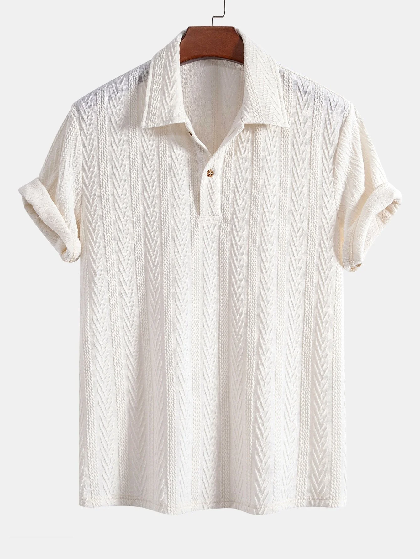 Anselmo® | Knitted Geometric Jacquard Polo - Image 3