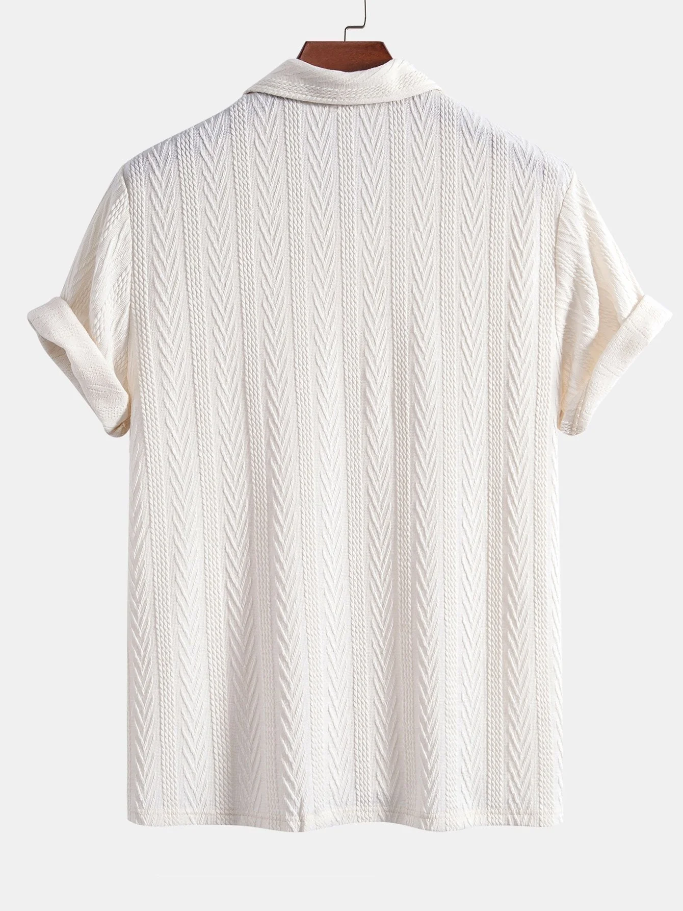 Anselmo® | Knitted Geometric Jacquard Polo - Image 4