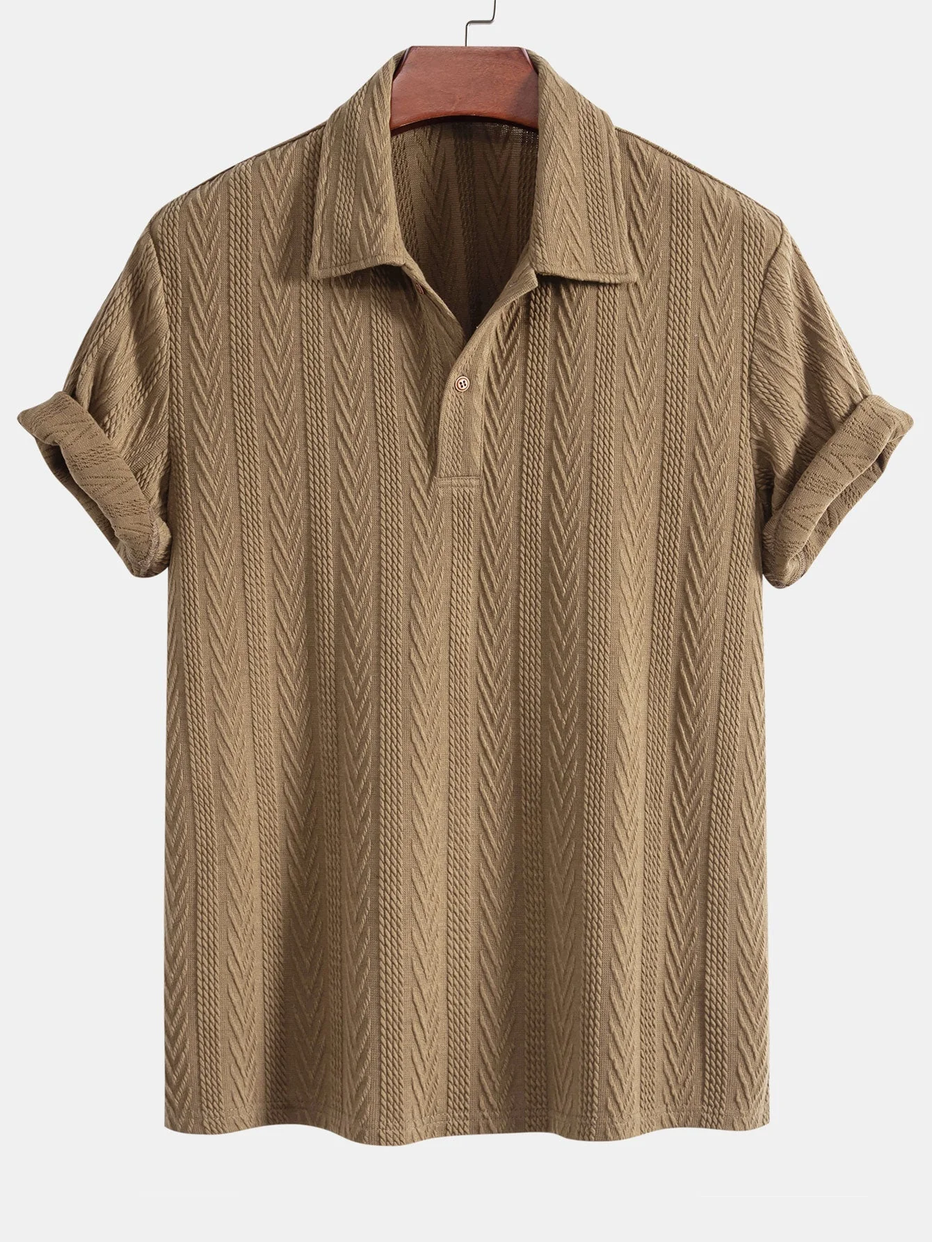 Anselmo® | Knitted Geometric Jacquard Polo - Image 7