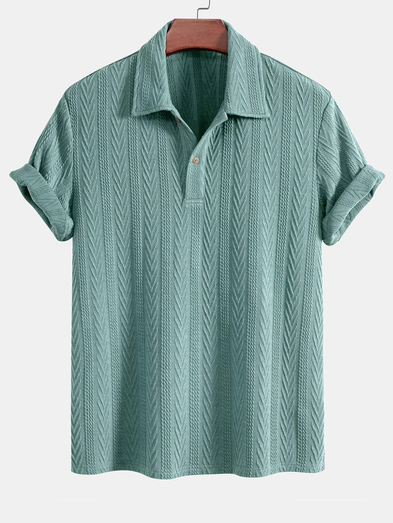 Anselmo® | Knitted Geometric Jacquard Polo - Image 9
