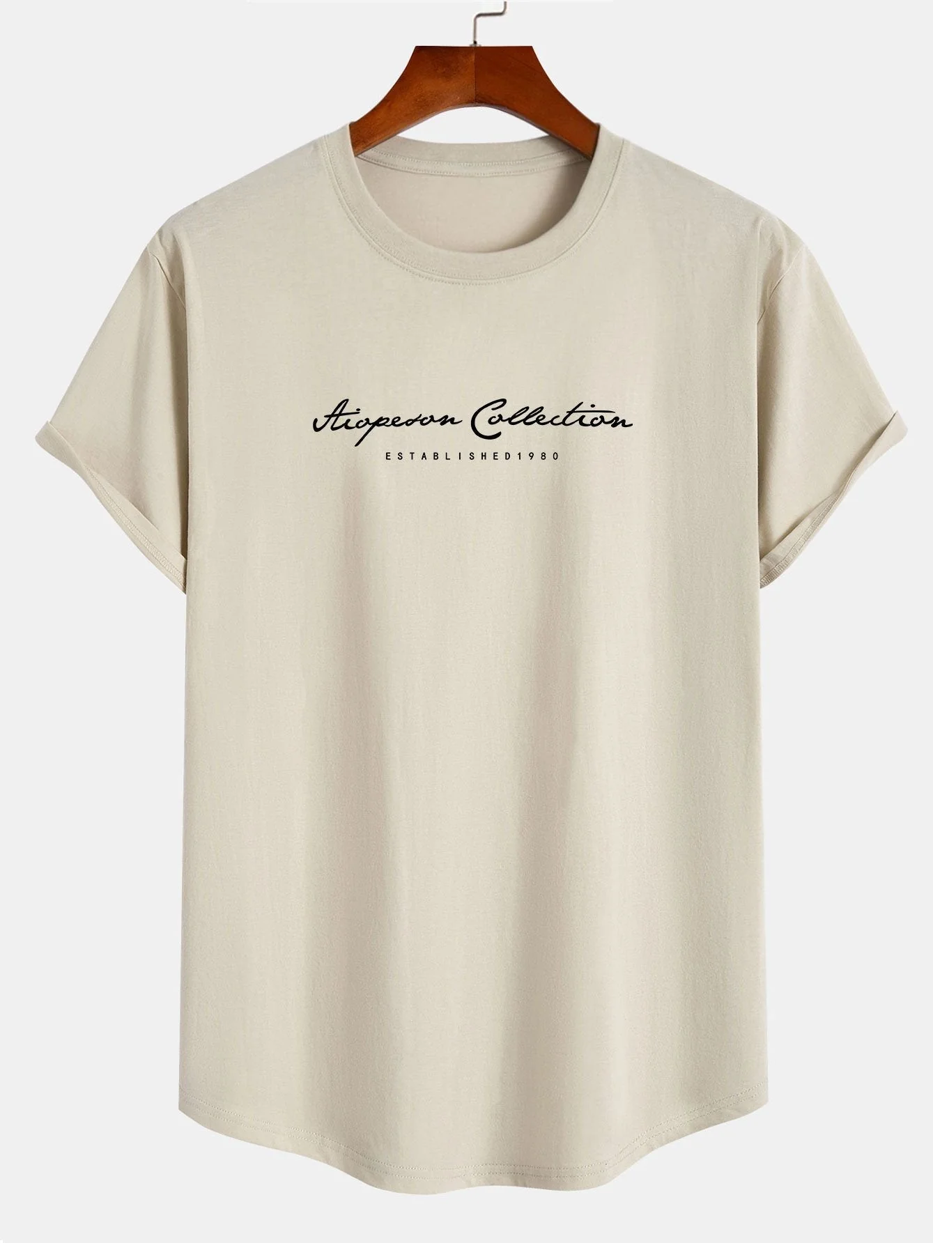 Anselmo® | Slogan Print Cotton Arc Hem T-Shirt - Image 3