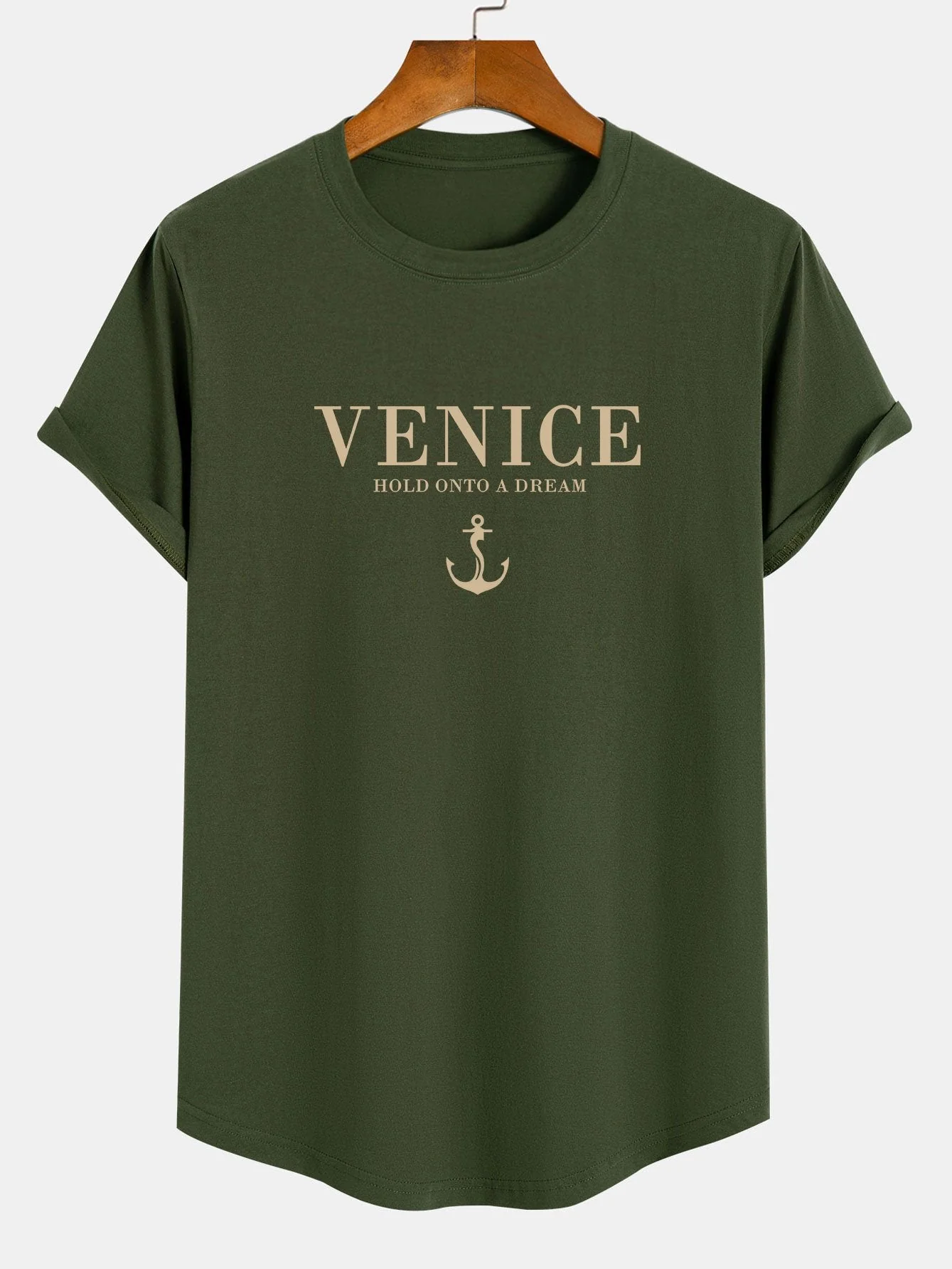 Anton® | Venice Anchor Print Cotton Arc Hem T-Shirt - Image 5