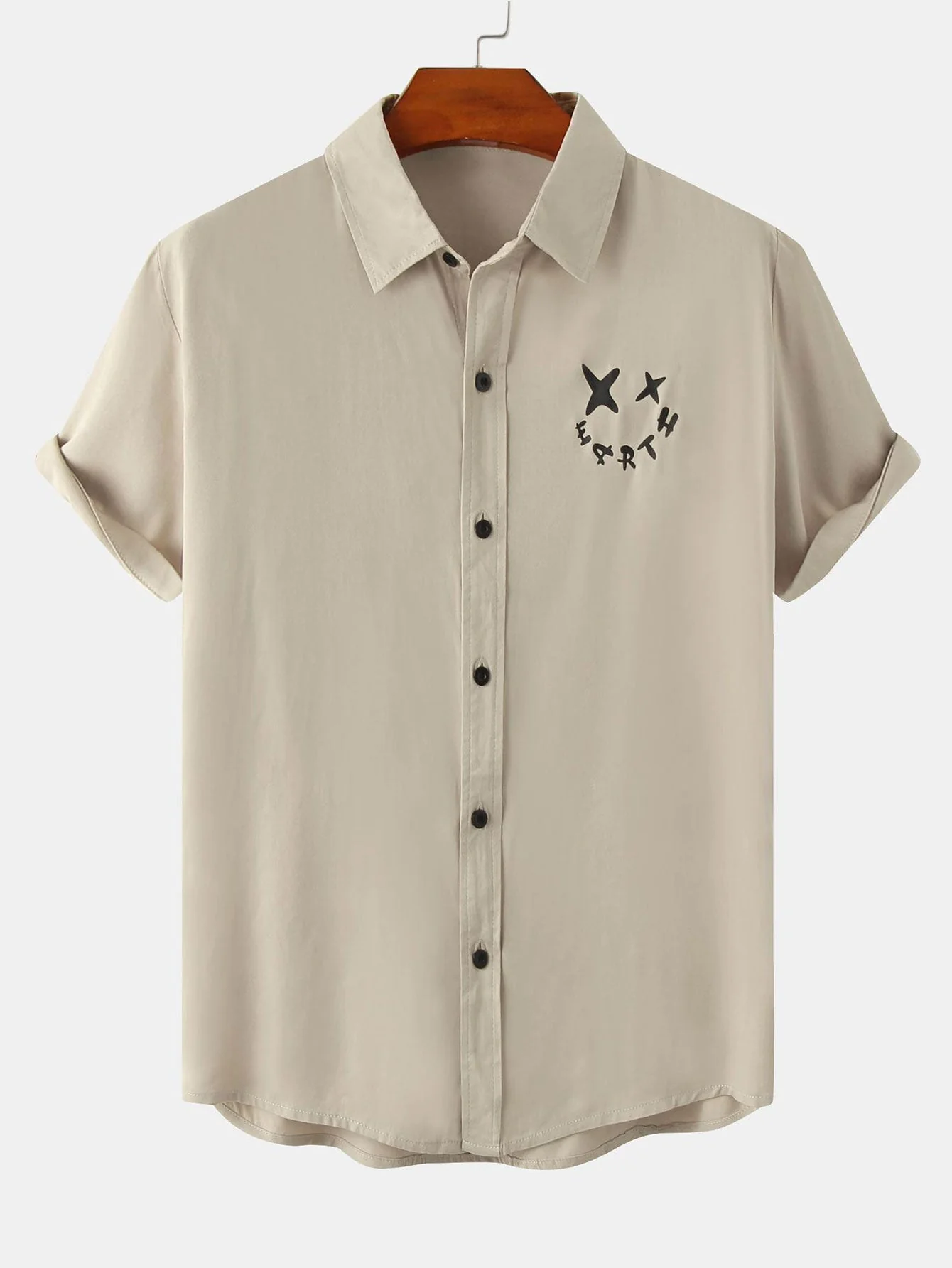 Apisai® | Smiley Graphic Print Button Up Shirt