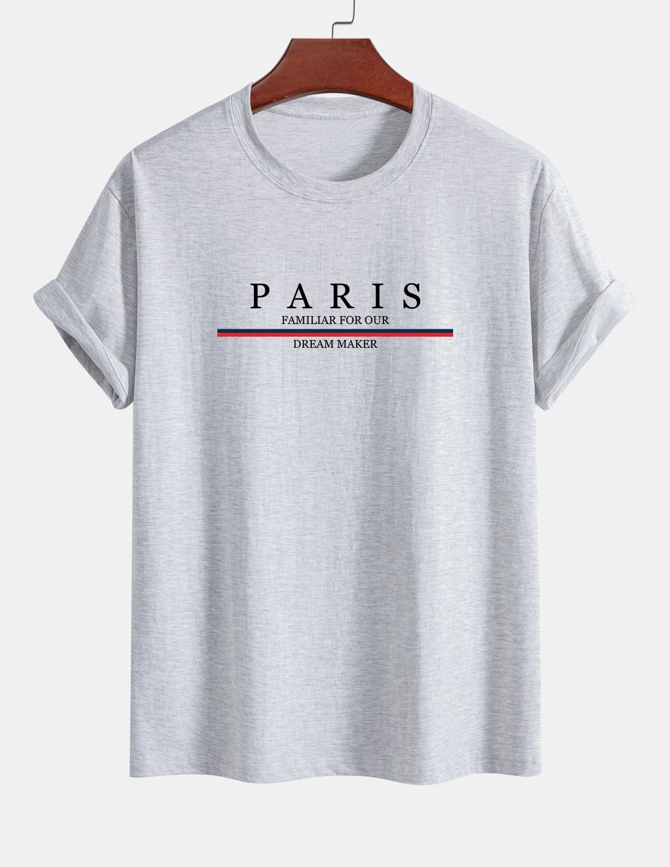 Arcadio® | Stripe Paris Slogan Print Cotton T-Shirt - Image 13
