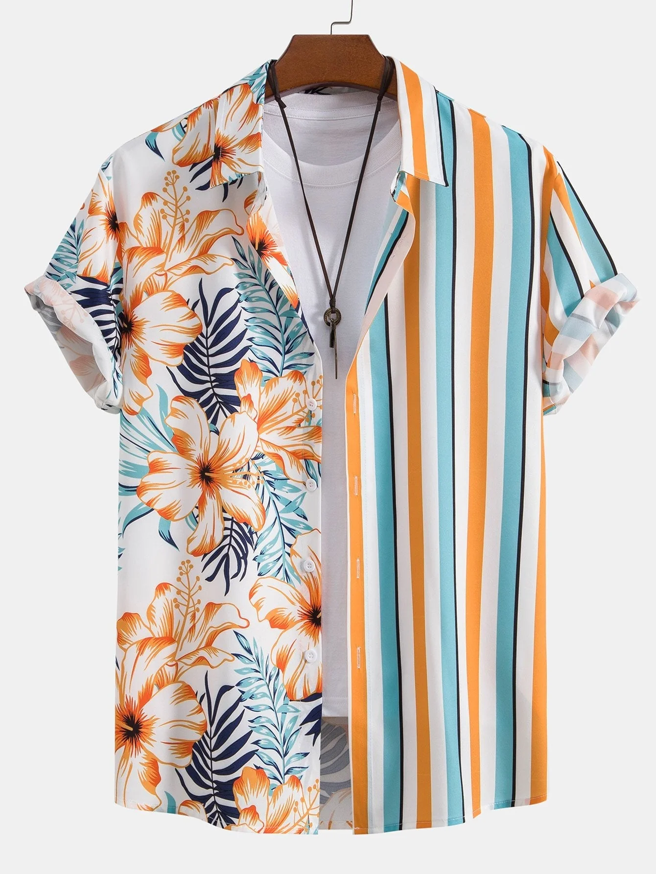 Aretos® | Tropical Stripe Panel Shirt