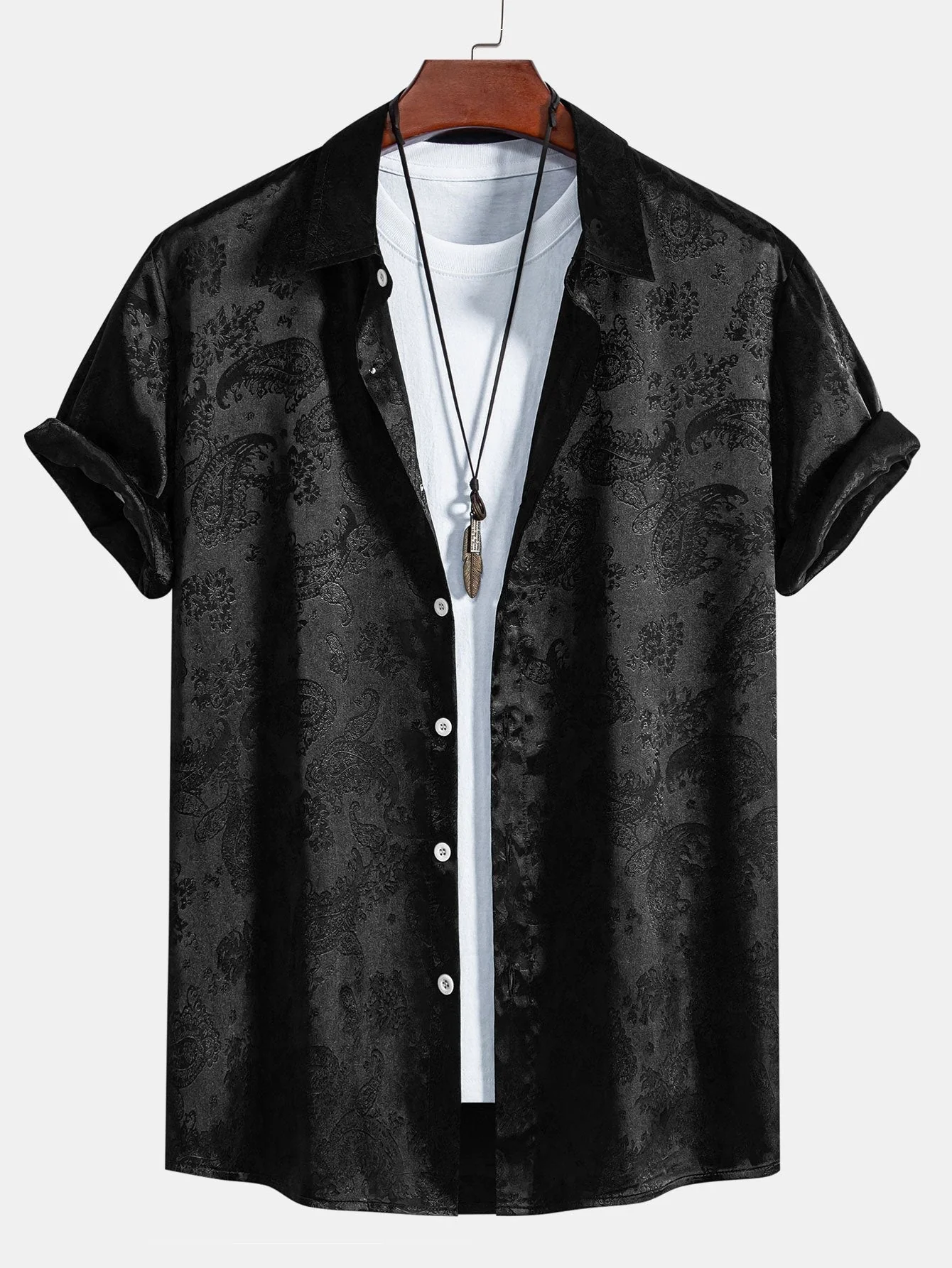 Arien® | Paisley Print Satin Shirt - Image 2