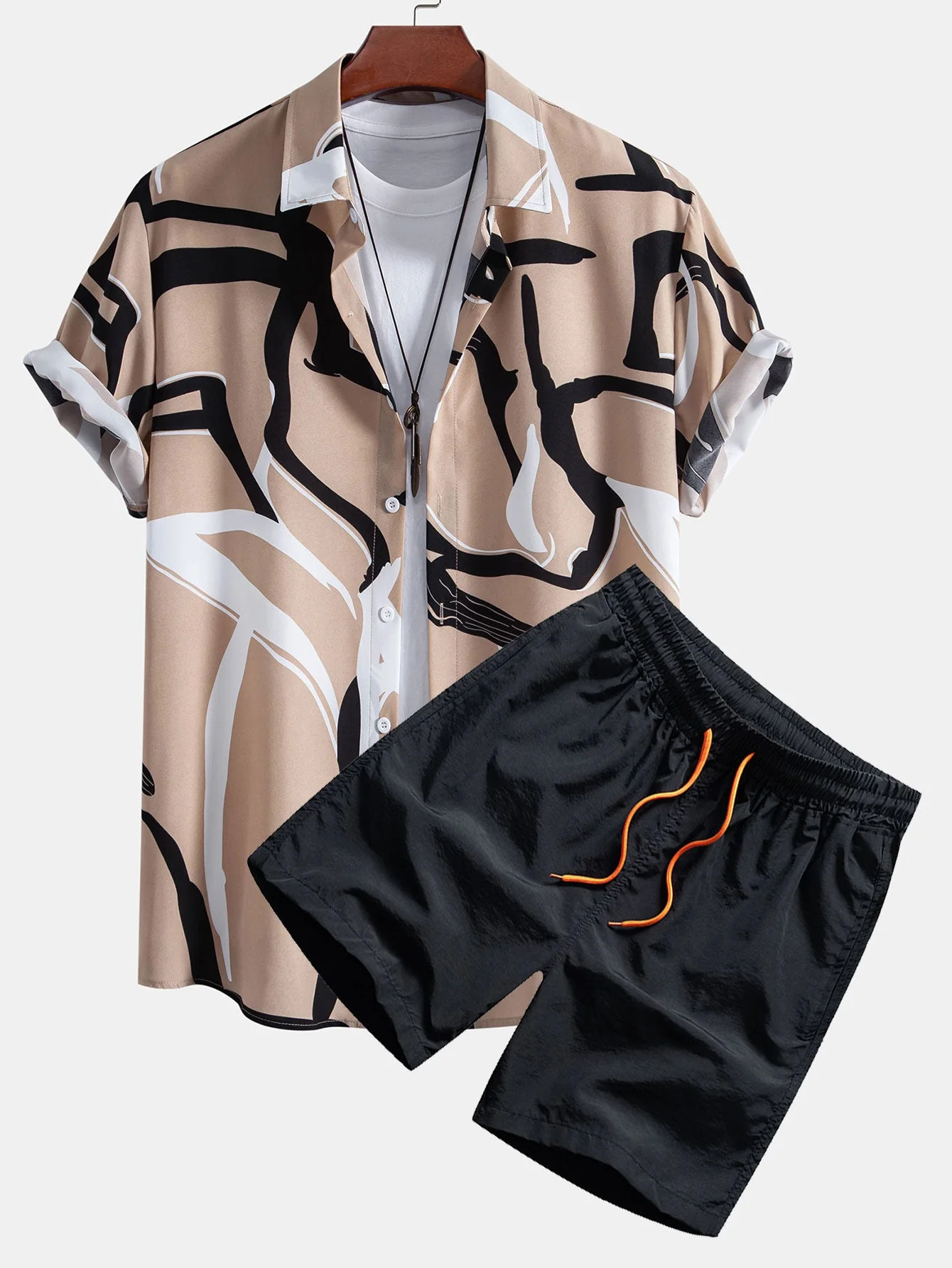 Armando® | Abstract Print Button Up Shirt & Swim Shorts - Image 2
