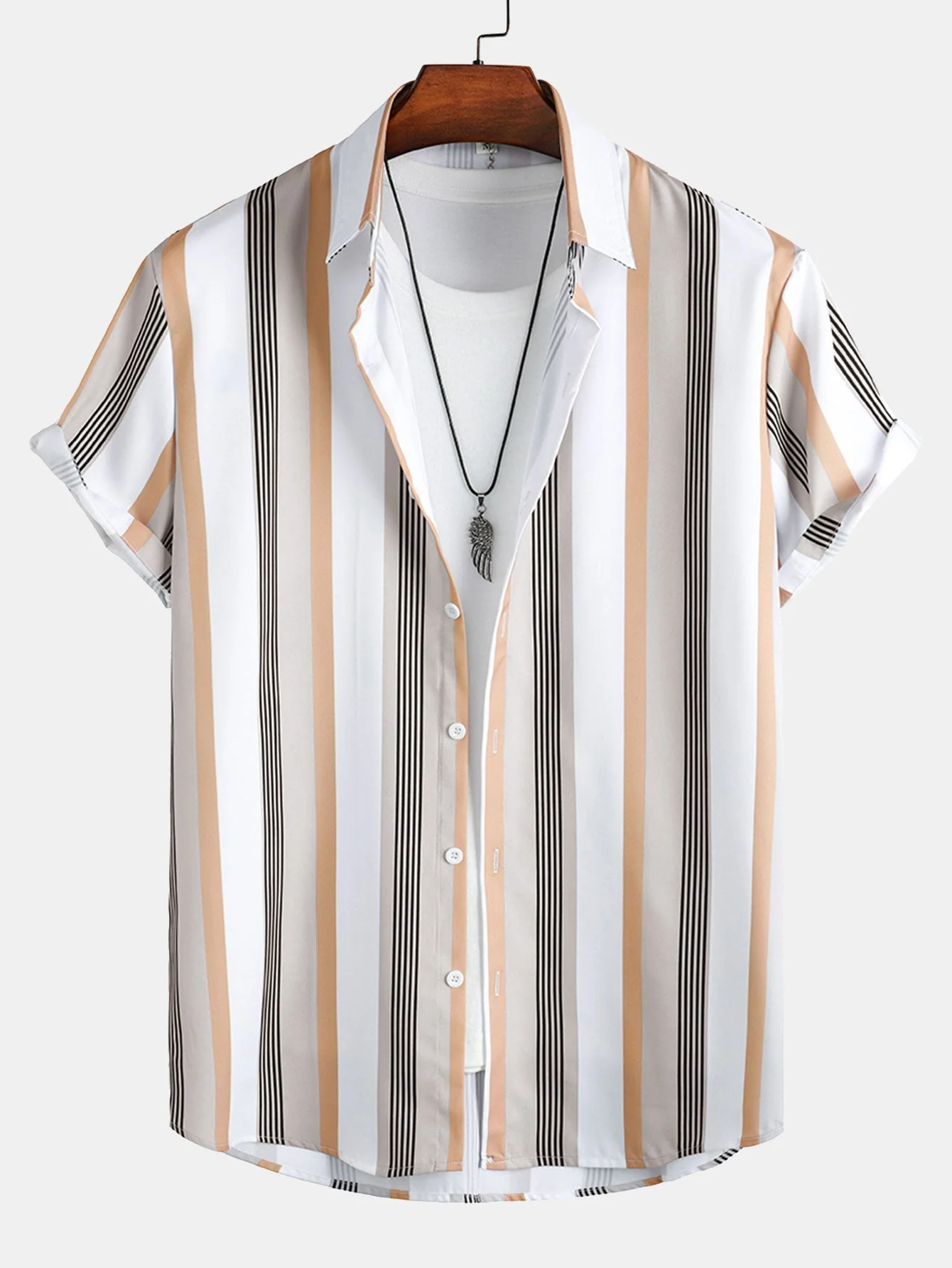 Arnan® | Stripe Print Button Up Shirt