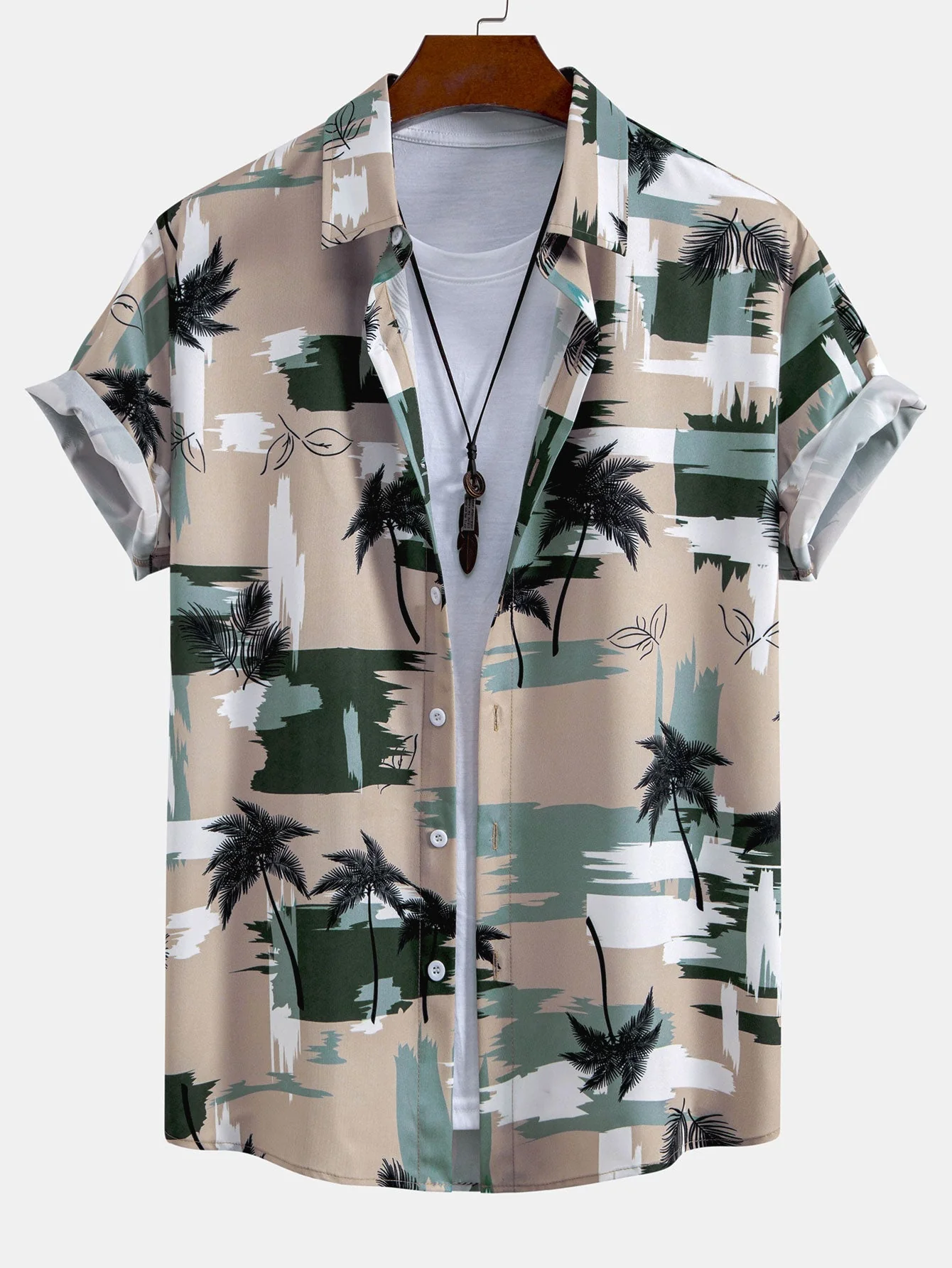 Arnt® | Palm Tree Color Block Print Button Up Shirt