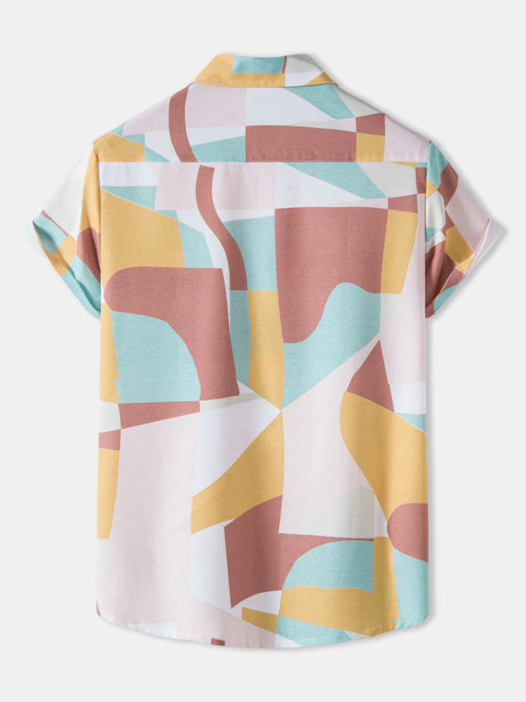 Asaph® | Abstract Color Block Print Shirt - Image 2