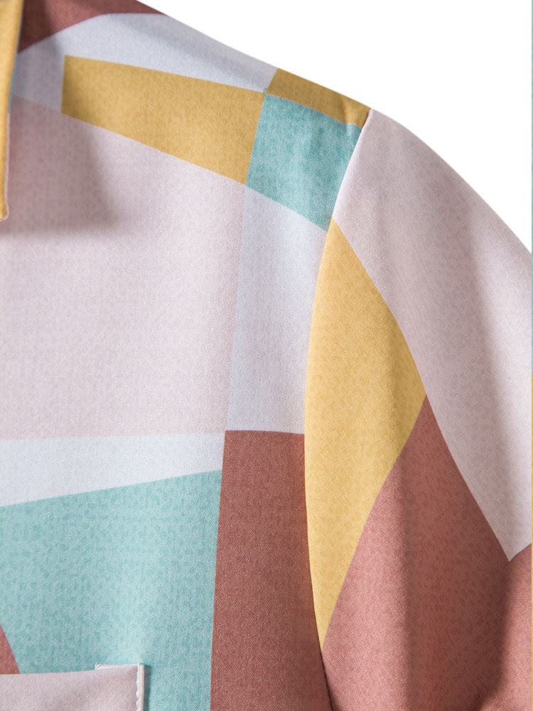 Asaph® | Abstract Color Block Print Shirt - Image 3