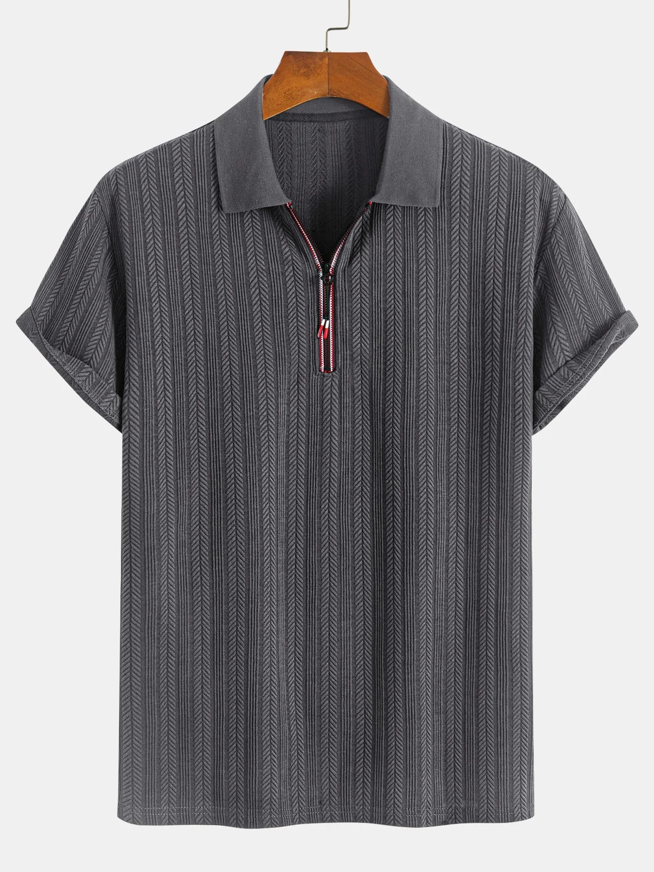 Assad® | Textured Zipper Polo - Image 9