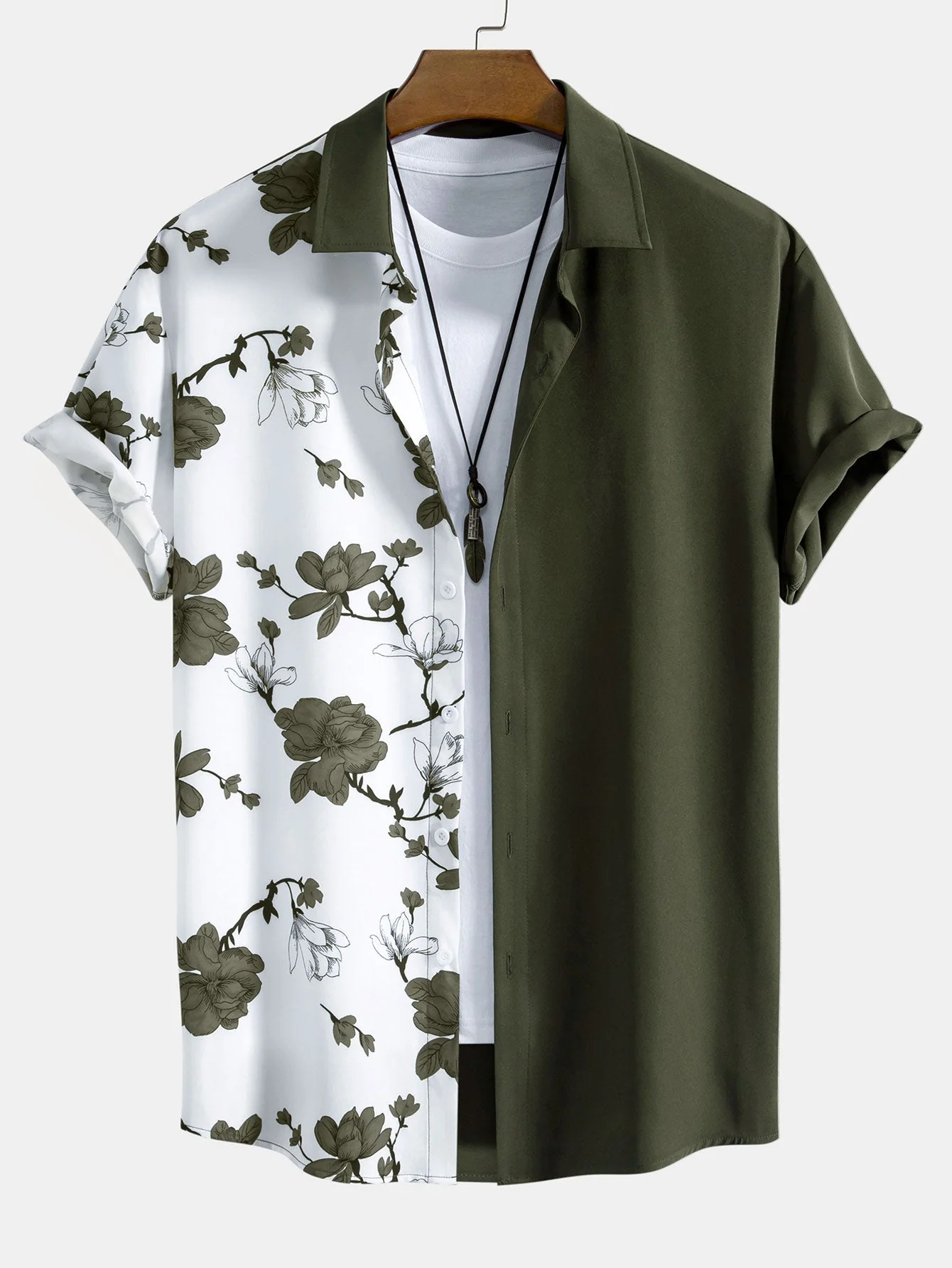 Aurelio® | Floral Patchwork Print Button Up Shirt - Image 3