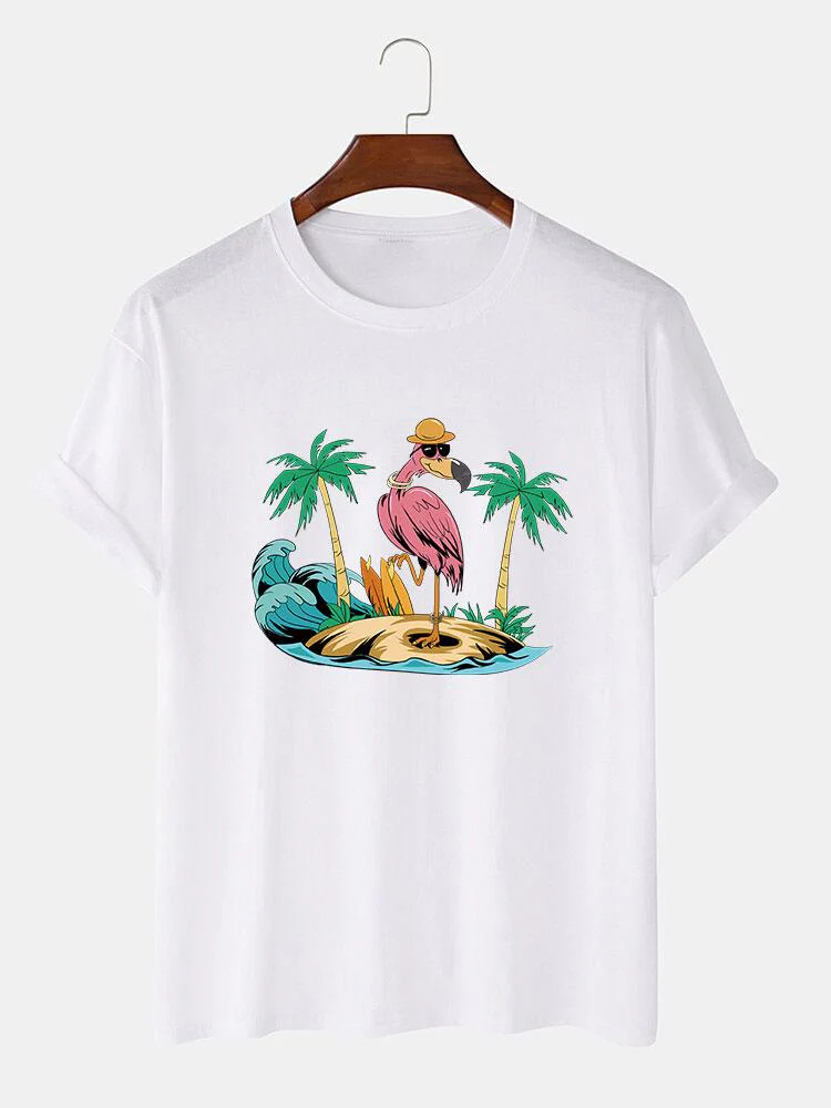 Austin® | Flamingo On Vacation Print T-Shirt - Image 4