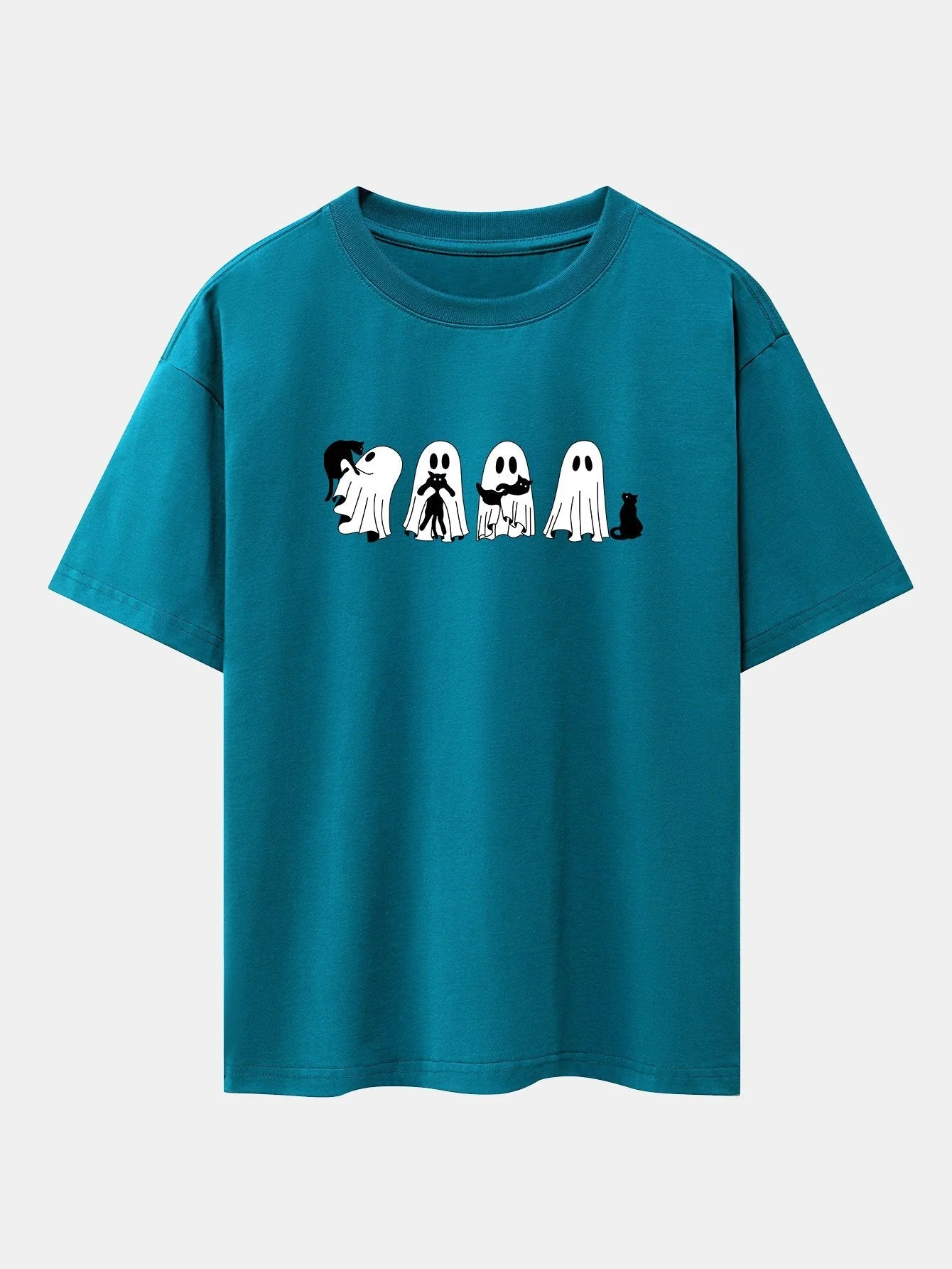 Baldomero® | Black Cat Ghost Print Drop Shoulder Oversize T-Shirt - Image 5