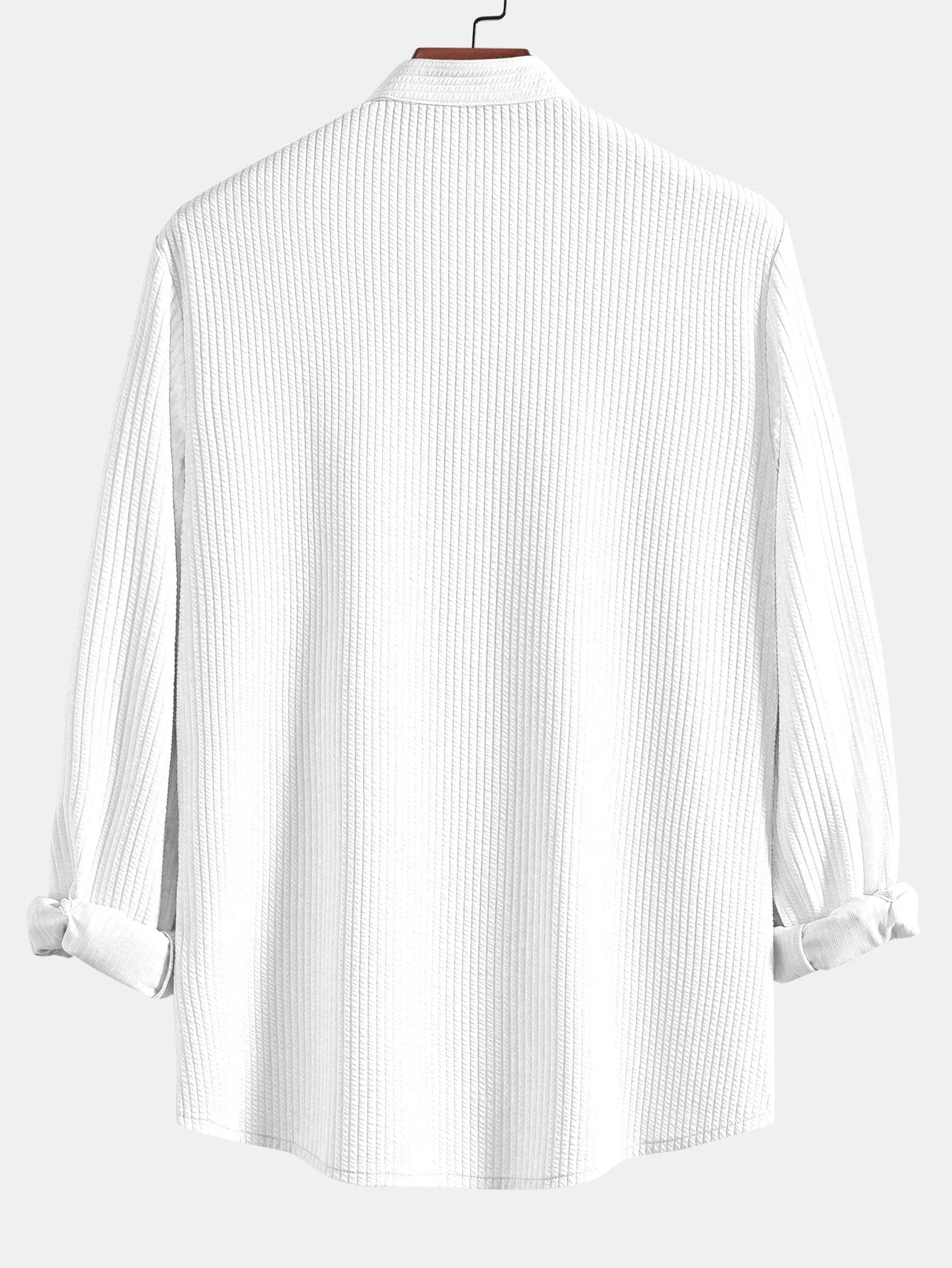 Baldomero® | Long Sleeve Muscle Fit Ribbed Stand Collar Shirt - Image 8