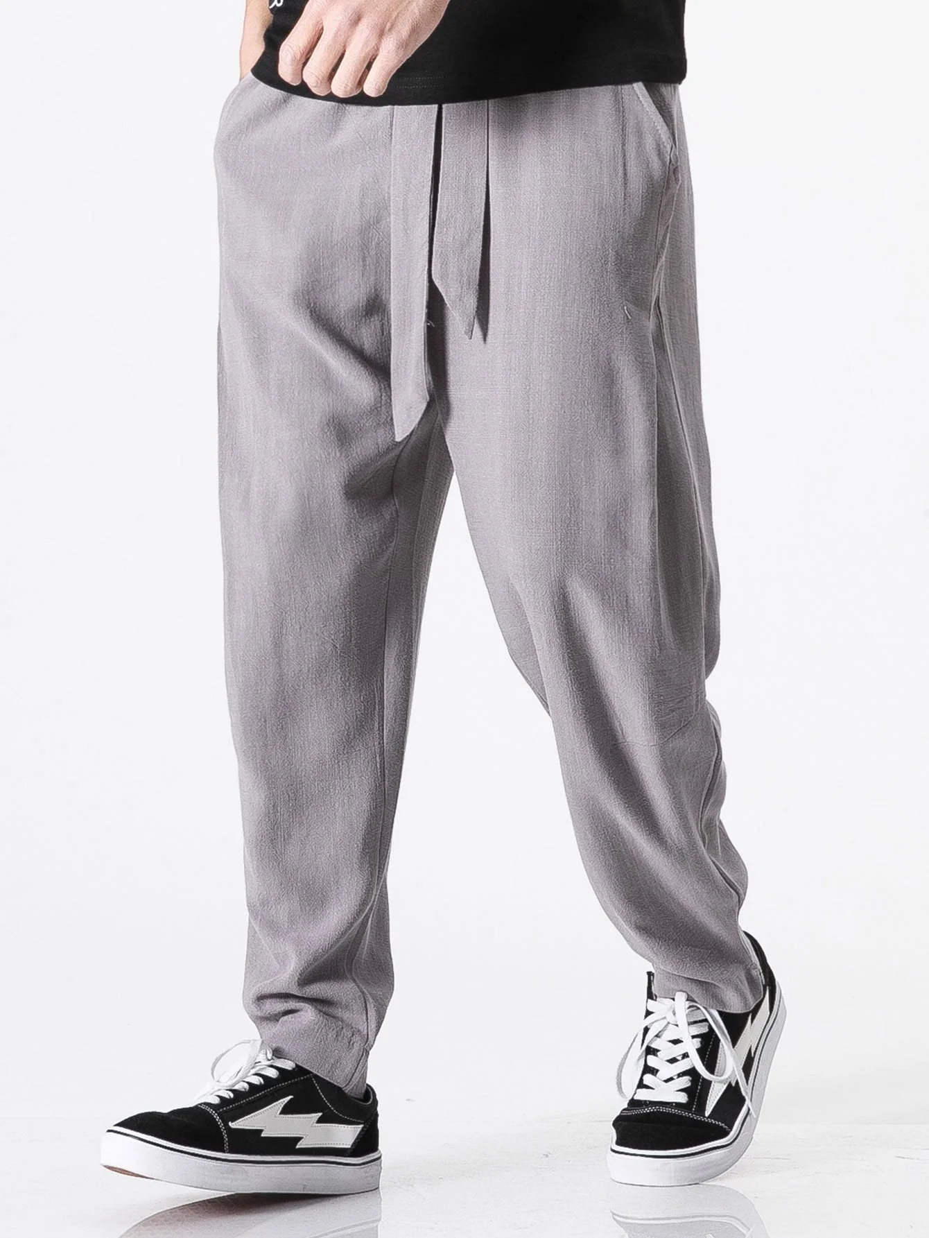 Barde® | Detachable Belt Relax Fit Linen And Cotton Blend Harem Pants - Image 8