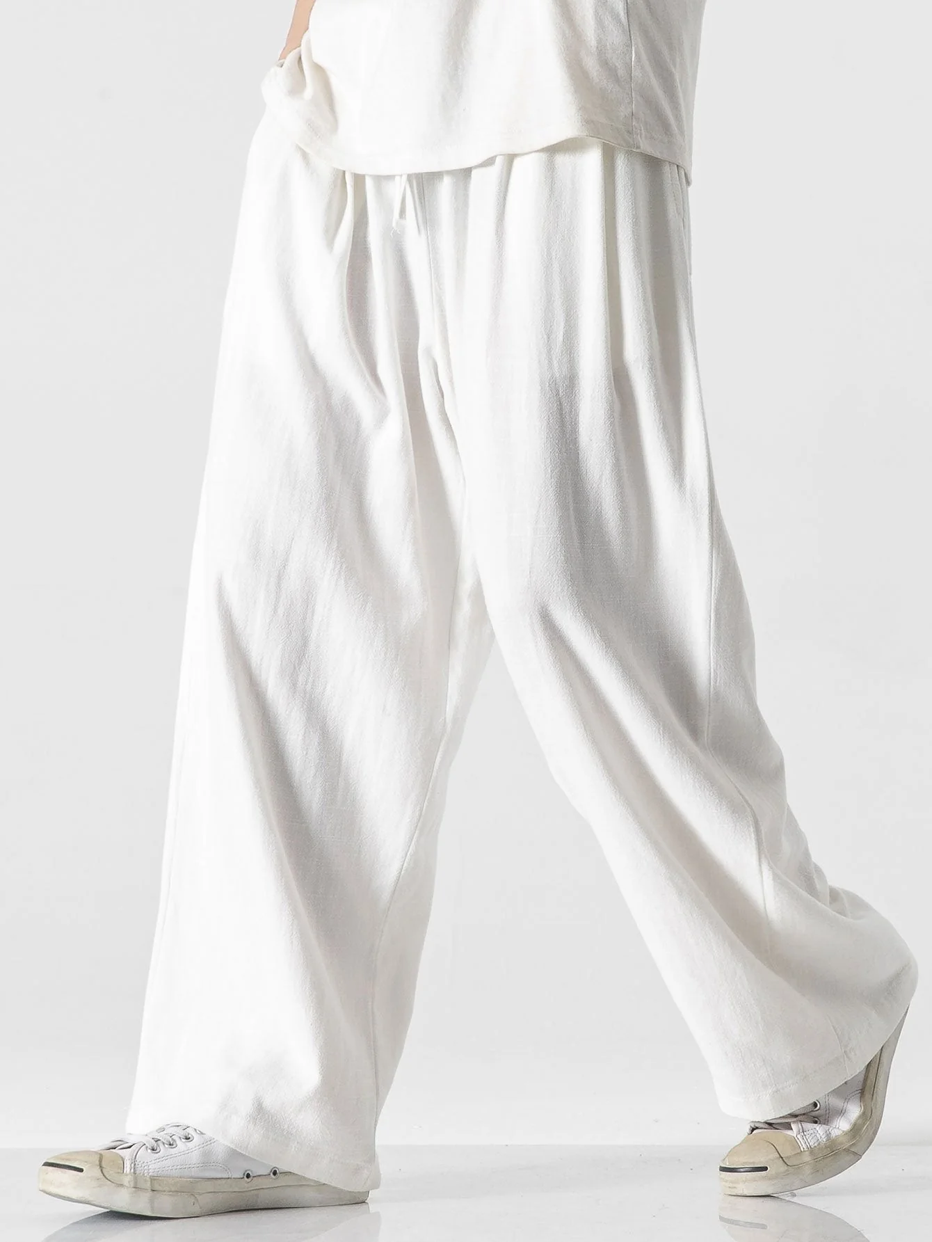 Barden® | Linen And Cotton Blend Relax Fit Wide Leg Pants - Image 4